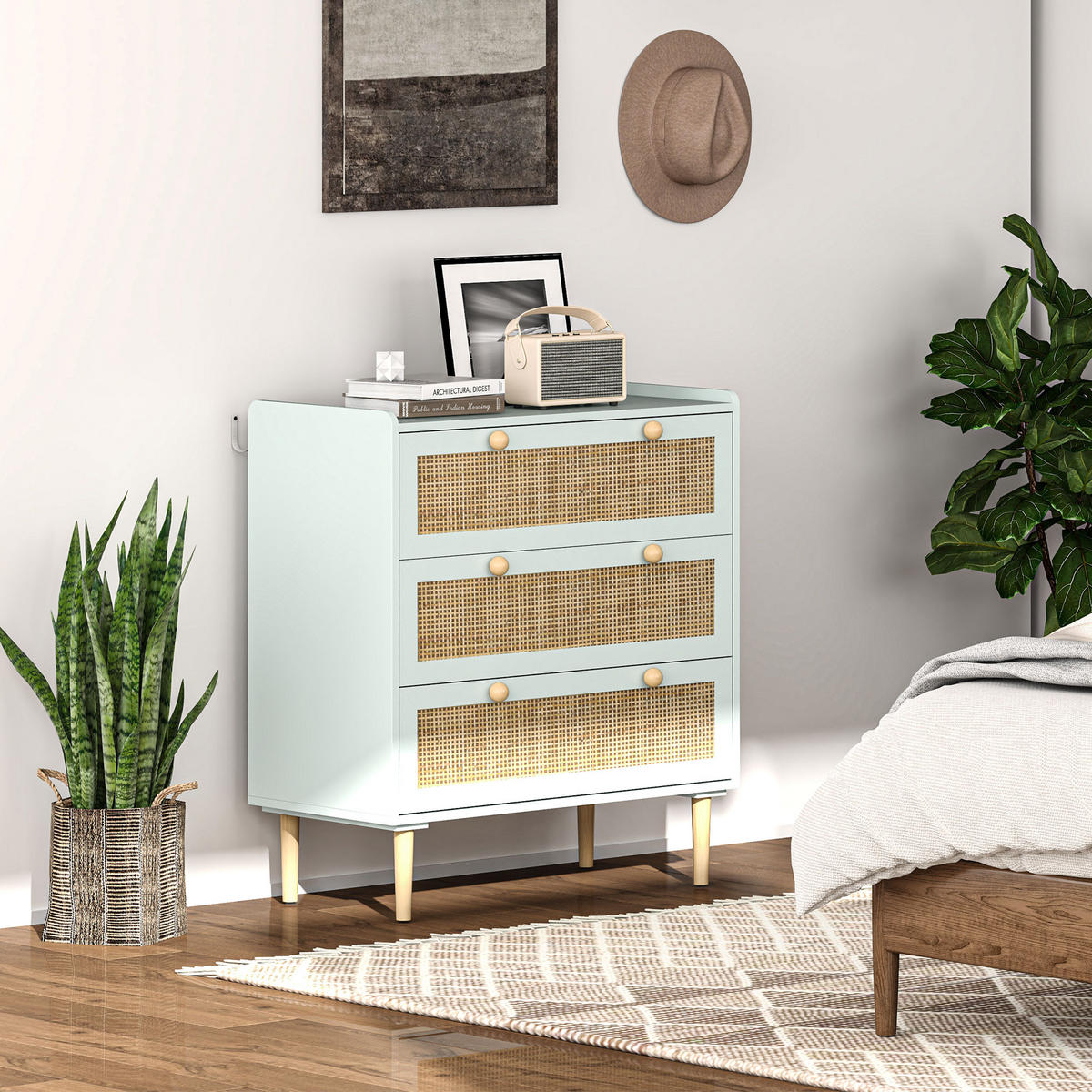 KOMMODE mit 3 Schubladen, Hellblau, 80 x 40 x 87,5 cm - Hellblau, Holzwerkstoff (80/87.5/40cm) - HOMCOM