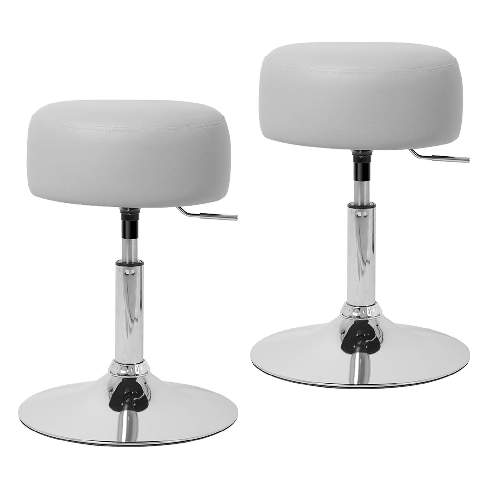 ML-DESIGN TOALETNÍ STOLIČKA, sada 2 ks, Ø 33 cm, světle šedá, z umělé kůže a oceli