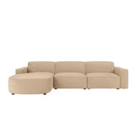 ECKSOFA Cursal Round L-Form, Stoff Salvador, Beige, Links - Beige, Holz (284/166cm) - Kaiser Möbel