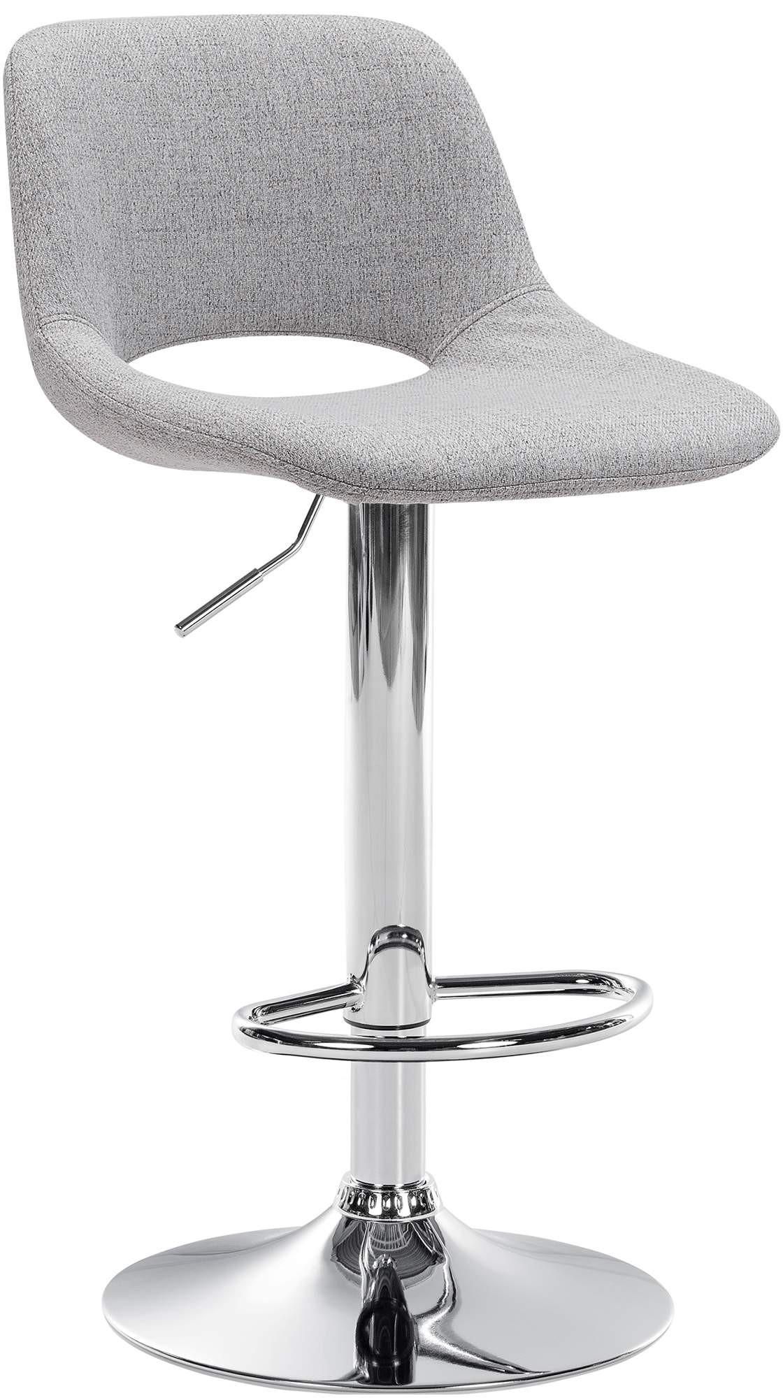 BARHOCKER JAKSON Hellgrau Stoff Chrom - Hellgrau, Textil/Metall (42/86/46cm) - DELUKE