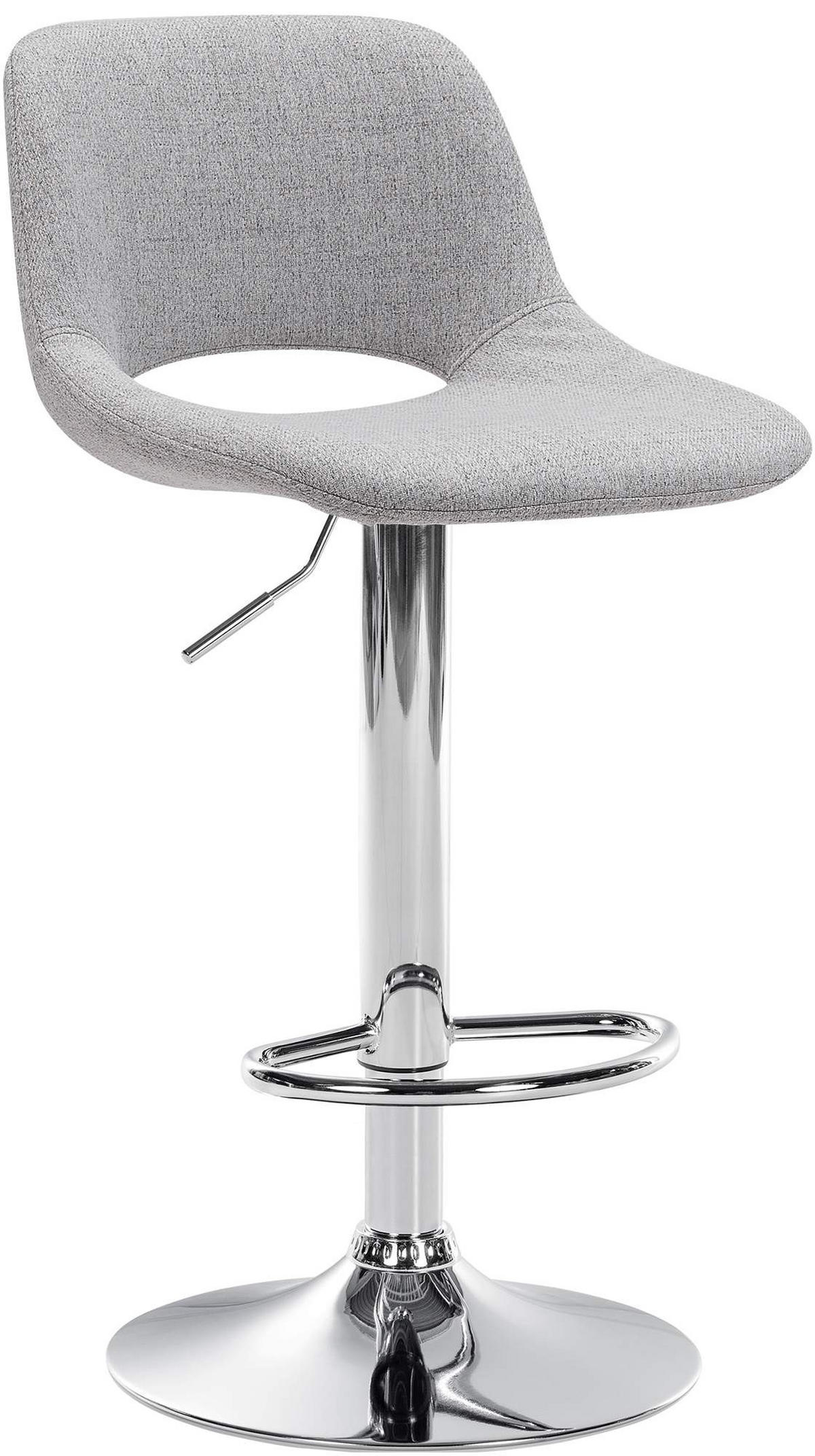 BARHOCKER JAKSON Hellgrau Stoff Chrom - Hellgrau, Textil/Metall (42/86/46cm) - DELUKE