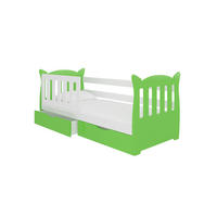 KINDERBETT Lena Kiefer weiß / grün 91 / 165 / 75cm - Weiß/Grün, Holz/Holzwerkstoff (80/160cm) - Feldmann-Wohnen