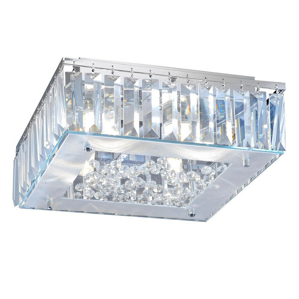 LED DECKENLEUCHTE Eisen Chrom Kristallklar - Silberfarben, Glas (30/30/12cm)