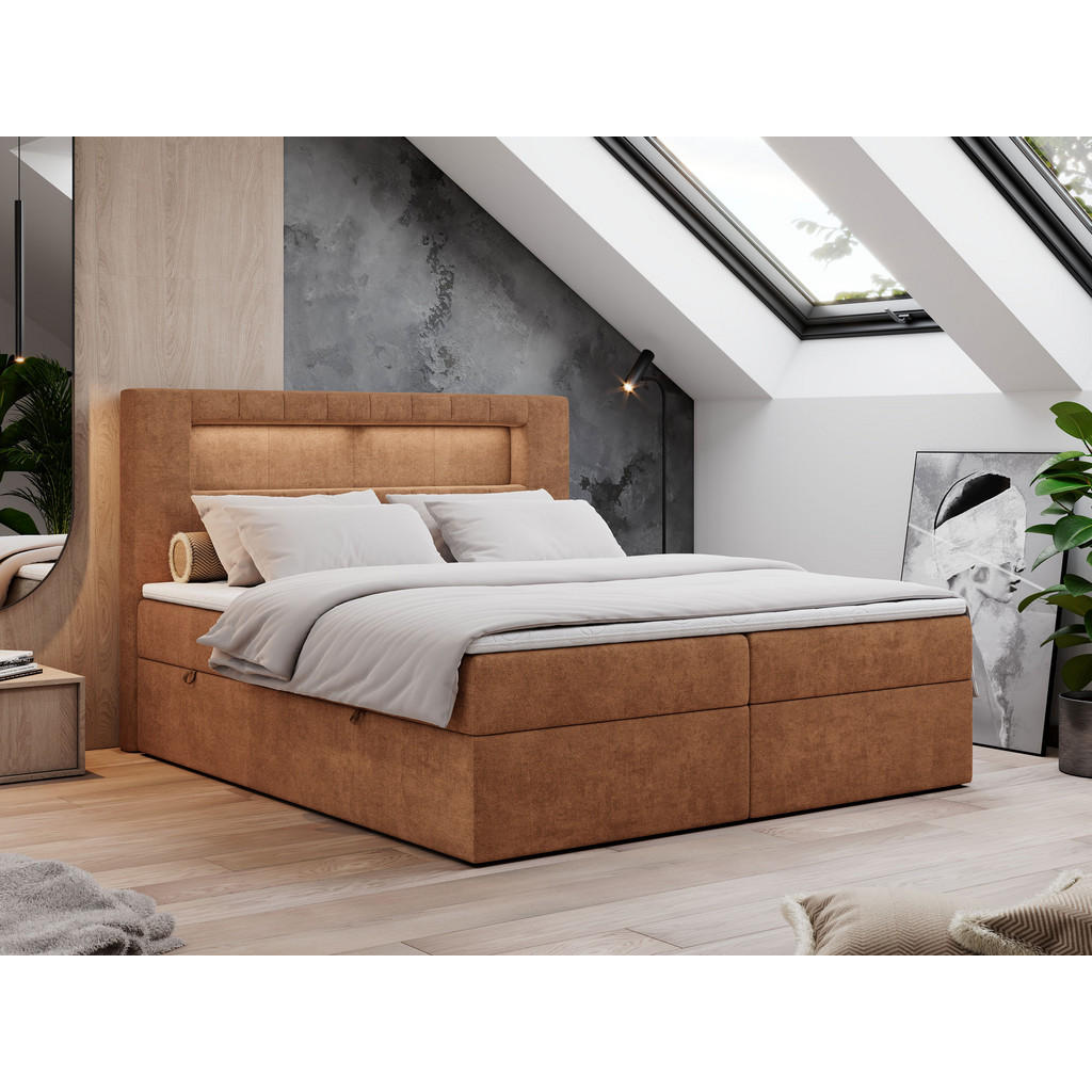 Thumbnail - MKS Boxbett, Orange, Textil, 2-Sitzer, H3, Rechteckig, 160x200 cm, Schlafzimmer, Betten, Boxspringbetten
