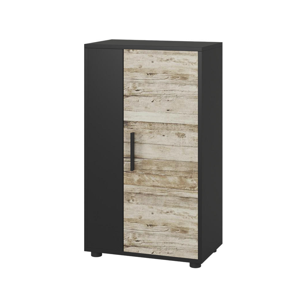 KOMMODE Berno Schwarz/Sandeiche 50.1 x 87.3 cm mit 2 Fächern - Schwarz/Sonoma Eiche, Holzwerkstoff (50.1/87.3/28.3cm) - Vicco