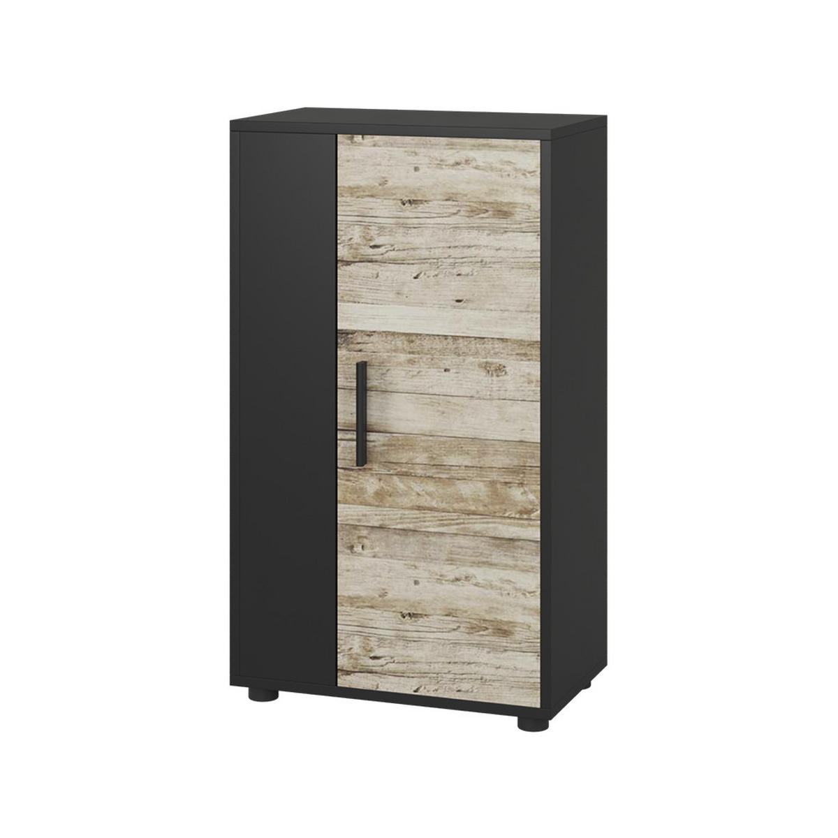 KOMMODE Berno Schwarz/Sandeiche 50.1 x 87.3 cm mit 2 Fächern - Schwarz/Sonoma Eiche, Holzwerkstoff (50.1/87.3/28.3cm) - Vicco
