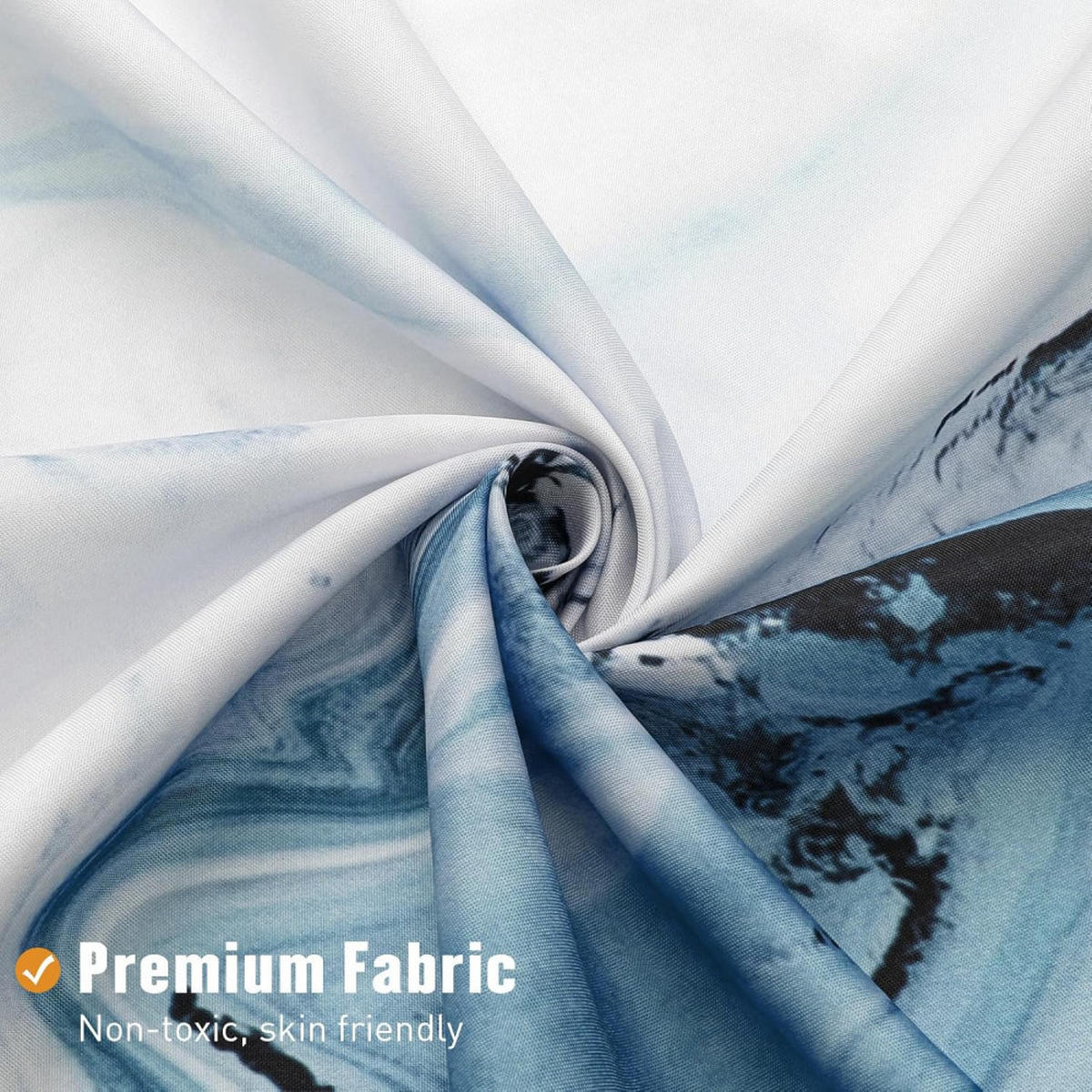 DUSCHVORHANG Blau Marmor abstrakt lang Aquarell modern Dekoration Badezimmer - Blau, Textil (200/180cm) - MCBOSON