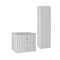 BADMÖBEL 60cm Izae 2er-Set Weiß - Weiß, Holzwerkstoff (60/50/45.8cm) - Petits-meubles