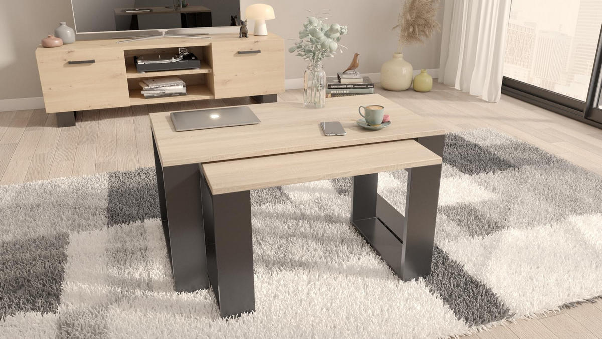 COUCHTISCH WESTA Sonoma Eiche 2er-Set - Sonoma Eiche, Holzwerkstoff (50/100/47.8cm) - Matkam Möbel