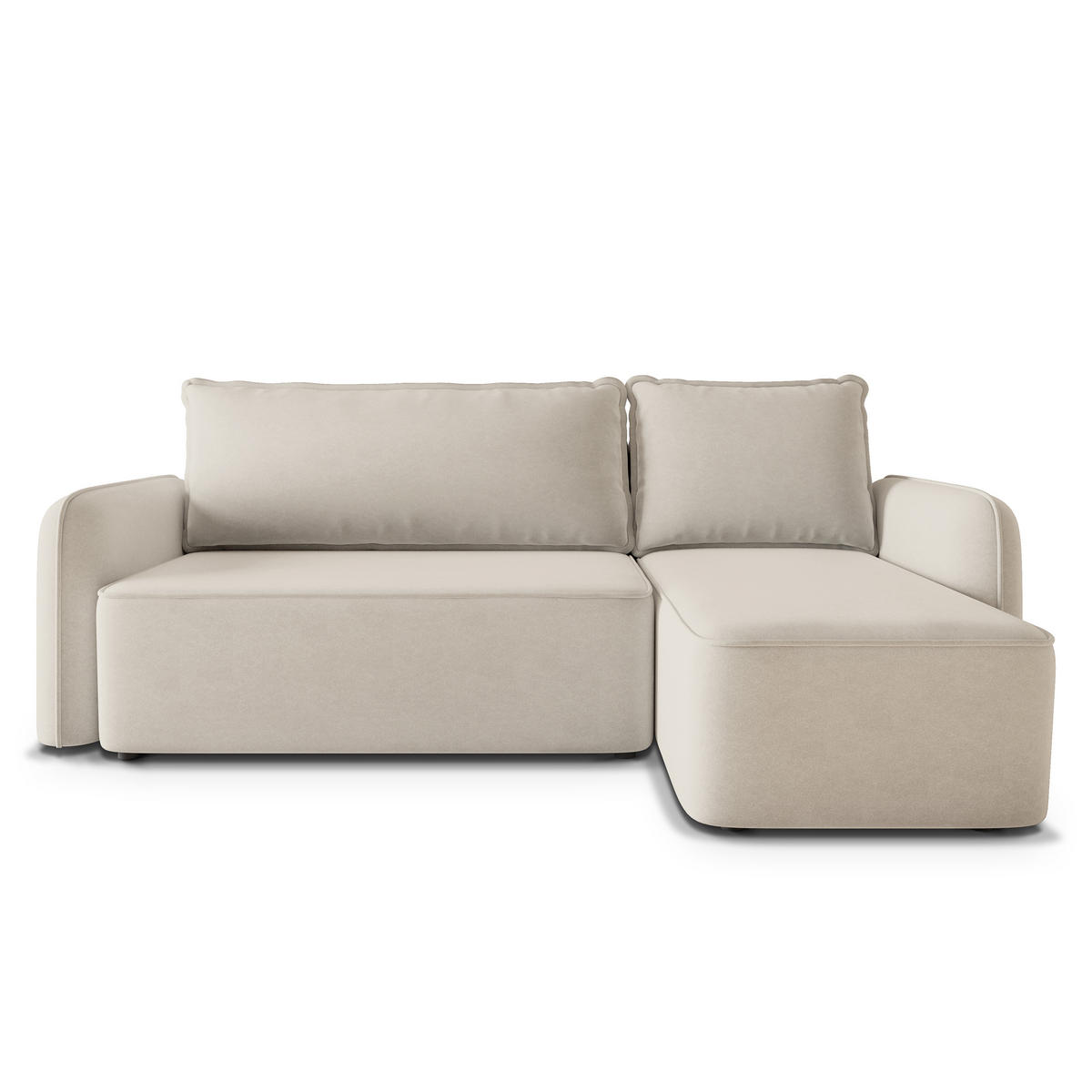 ECKSOFA DOLVER CL Creme Samtstoff mit Schlaffunktion - Creme, Holzwerkstoff/Textil (238/156cm) - MASSENO