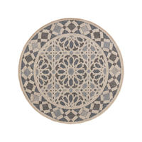 Outdoorteppich rund River Beige/Blau ø 130 cm rund - Beige, Textil (130/130cm) - benuta Nest