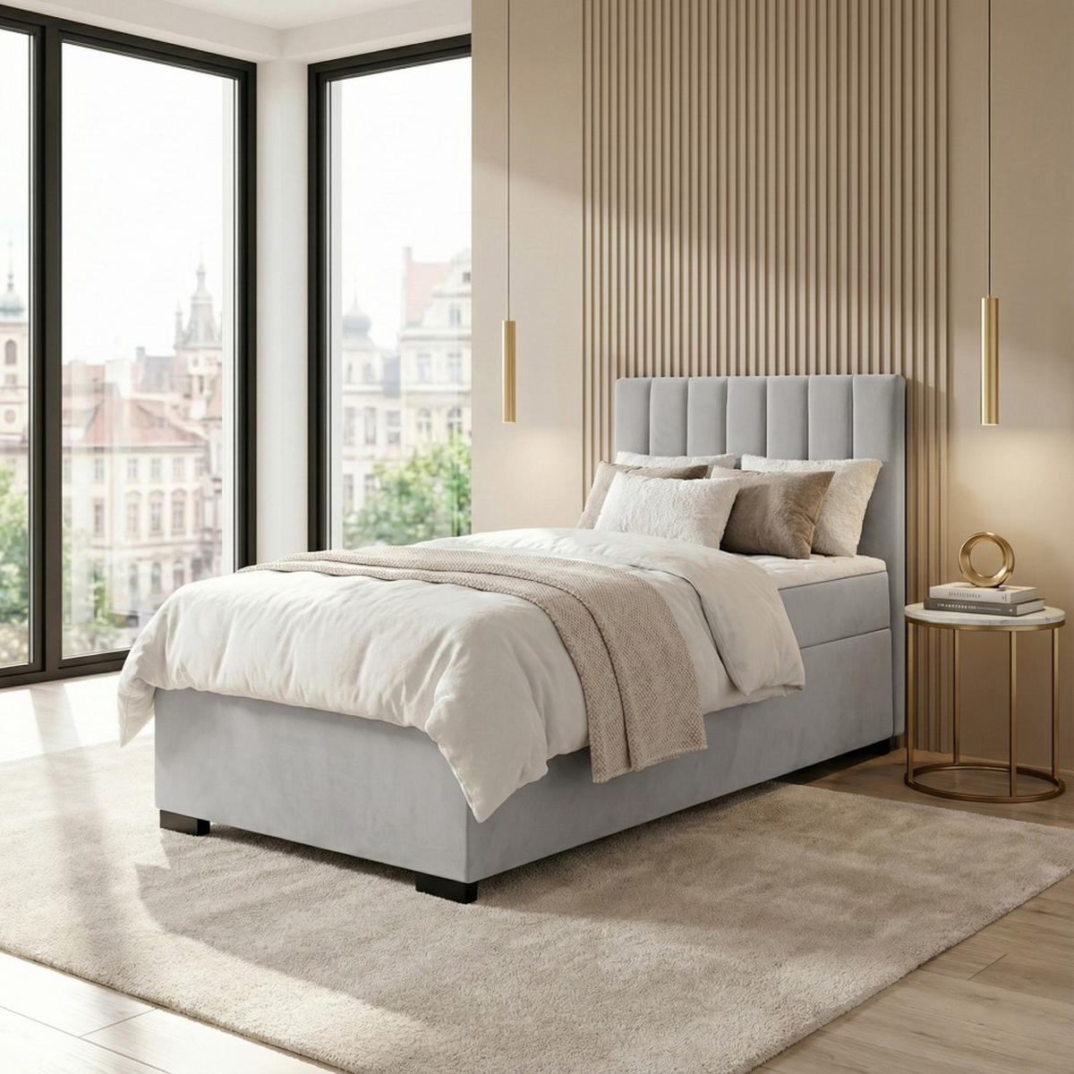 POLSTERBETT Eric 94/207/105 grau - Grau, Holzwerkstoff/Textil (90/200cm) - Beautysofa