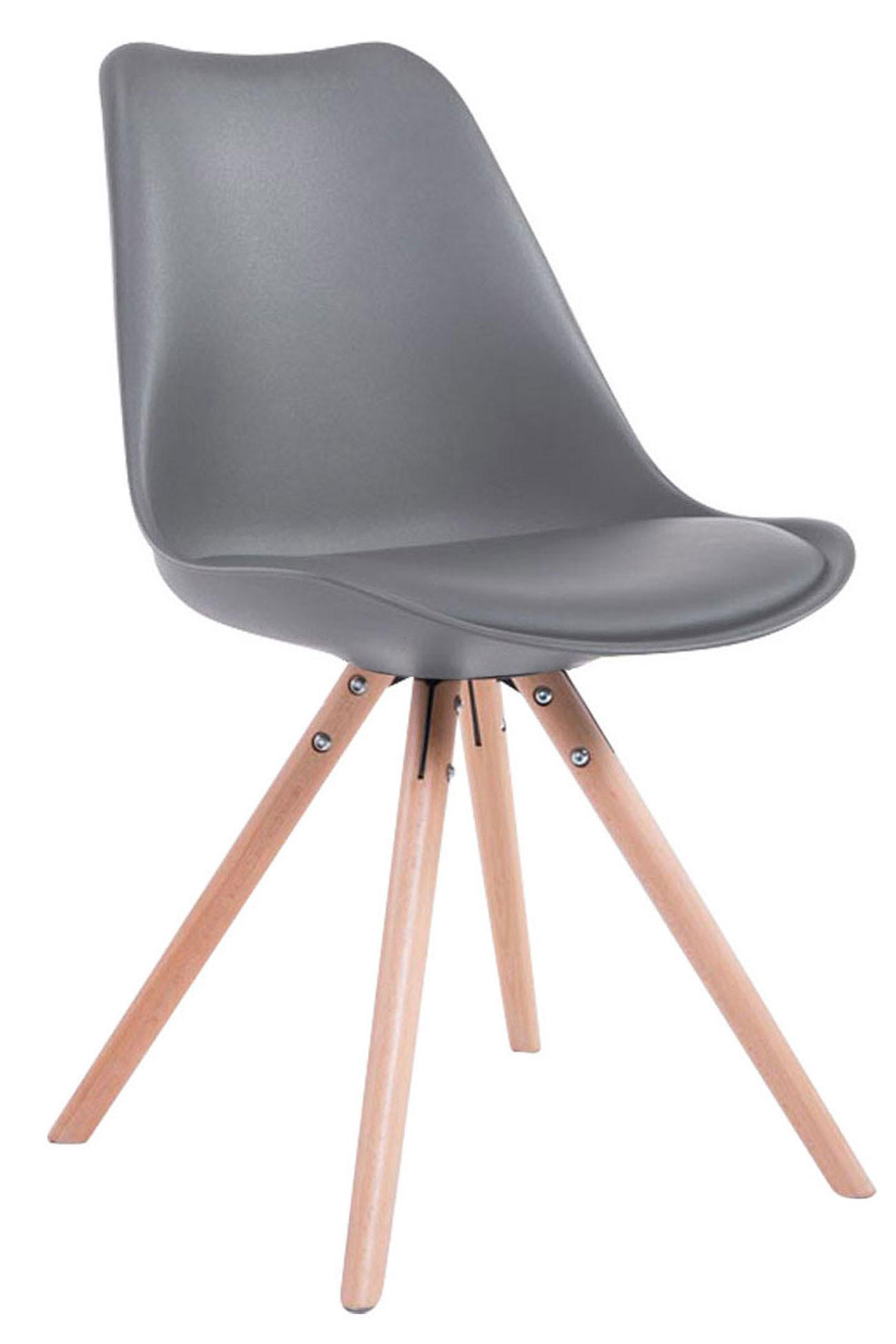 STUHL Lederlook Grau - Eukalyptusholzfarben/Grau, Holz/Textil (48/83/56cm) - CLP