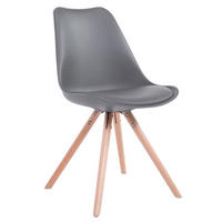 BESUCHERSTUHL Toulon Kunstleder, Gestell Buchenholz Natura Rund Grau - Naturfarben/Grau, Holz/Buchenholz (48/83/56cm) - TPFLiving