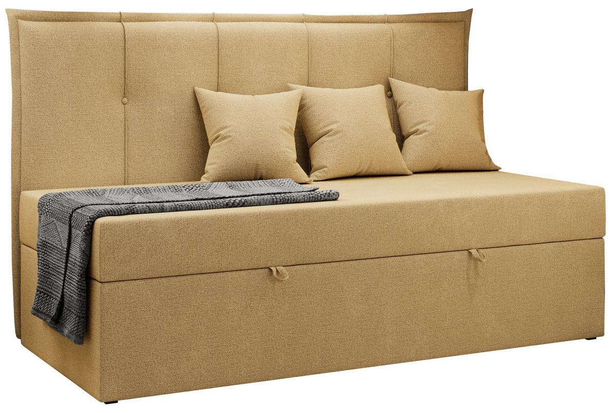 BOXBETT BANCO 90/200 Gelb Struktur - H3 - Gelb, Holz/Textil (90/200cm) - MKS