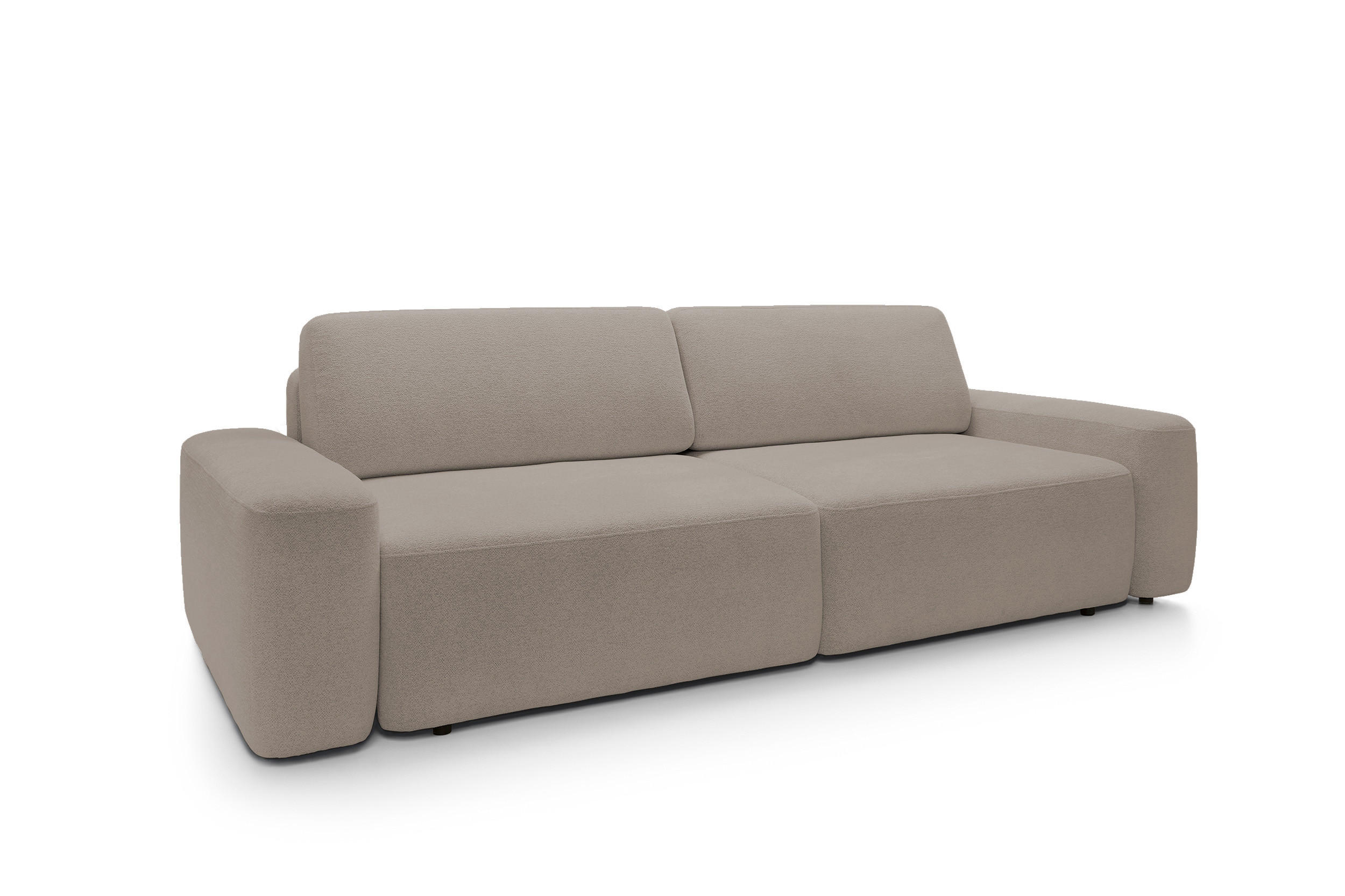 SOFA 4-Sitzer freistehend, Bettzeugcontainer, Polsterung aus PUR-Schaum, Stoff Raven, Schlaffunktion: 120x200 cm, Größe: 257x82x105 cm, Cappucino - Hellbraun, Holz/Textil (257/82/105cm) - DomoHome