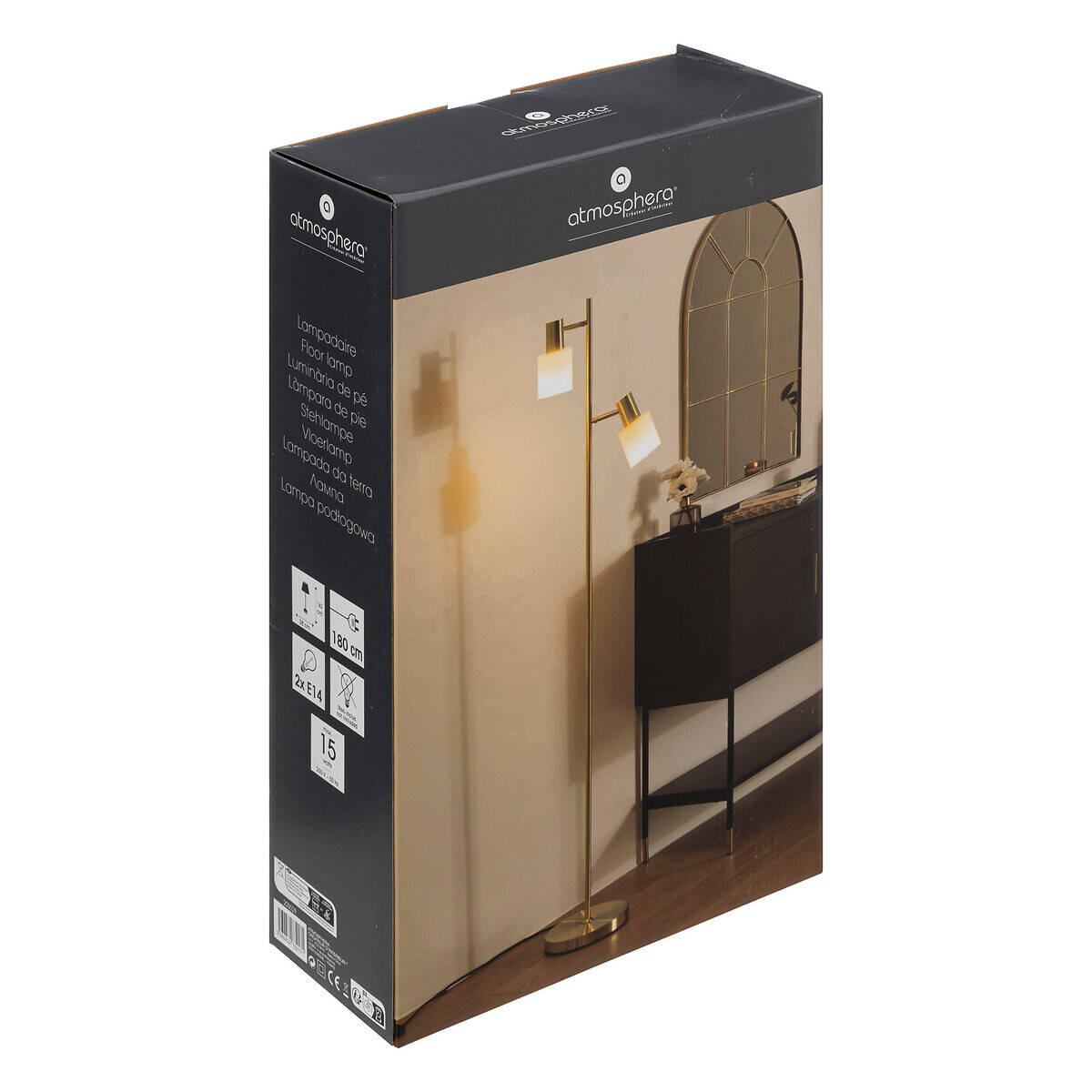 STEHLEUCHTE Tais 143 cm - Goldfarben, Metall (28.5/23/143cm) - Atmosphera Createur d´interieur