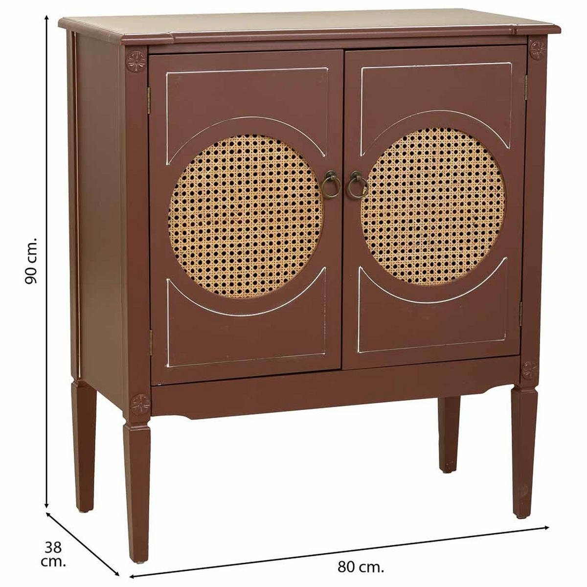 ANRICHTE aus Holz und Rattan braun, 80x38x90 cm - Braun, Holz (80/90/38cm) - Wanderlust