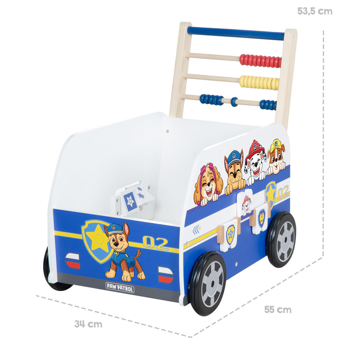 BULLY-SCHIEBEBUS Paw Patrol - Weiß, Holzwerkstoff (34/53.5/55cm) - Roba