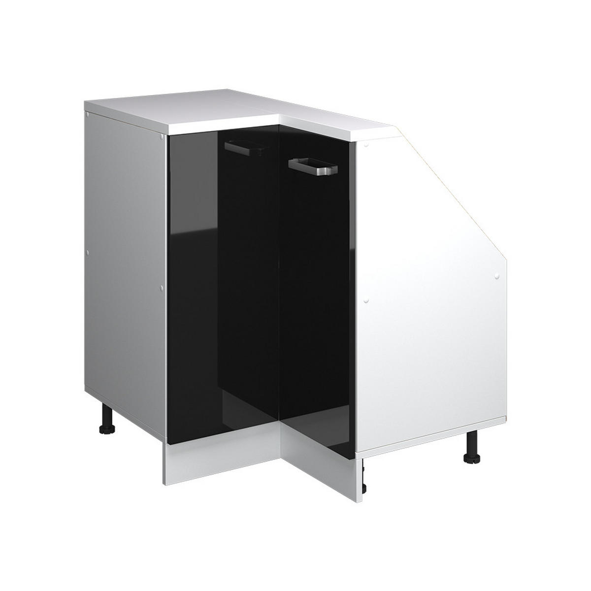 DACHSCHRÄGENSCHRANK ECKSCHRANK Rion Schwarz Hochglanz/Weiß 75.6 x 81.6 cm mit 1 Tür - Schwarz Hochglanz/Weiß, Holzwerkstoff (75.6/81.6/75.6cm) - Vicco