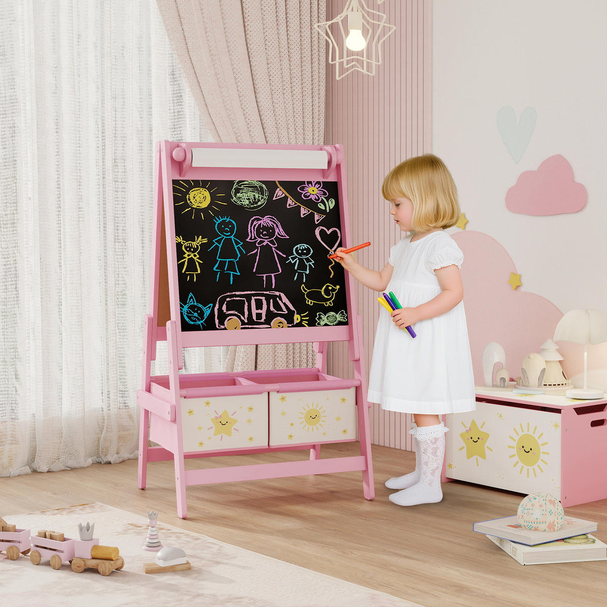 KINDERTAFEL MDF Kiefernholz Rosa - Rosa, Holzwerkstoff (46/94/54cm) - AIYAPLAY