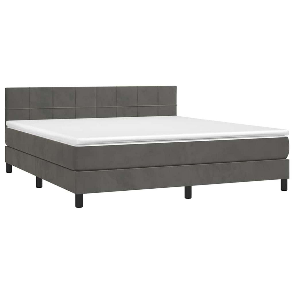 BOXSPRINGBETT 180/200 Cm Grau Samt - Dunkelgrau, Textil (180/203cm) - vidaXL