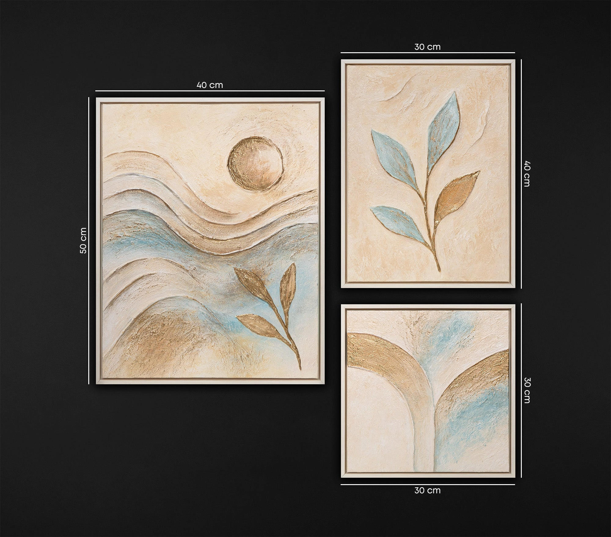 GEMÄLDE Sanftheit des Augenblicks Schattenfugenrahmen Beige 3-teilig - Beige, Holz (70/70cm) - YS-art gallery