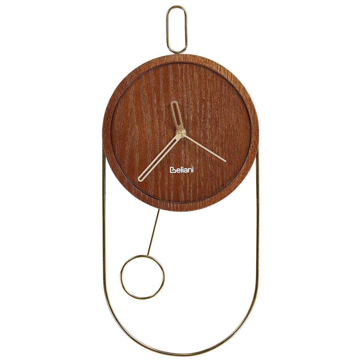 WANDUHR Dunkler Holzfarbton/Gold Sierre - Dunkelbraun/Goldfarben, Holzwerkstoff (20/45/3cm) - Beliani