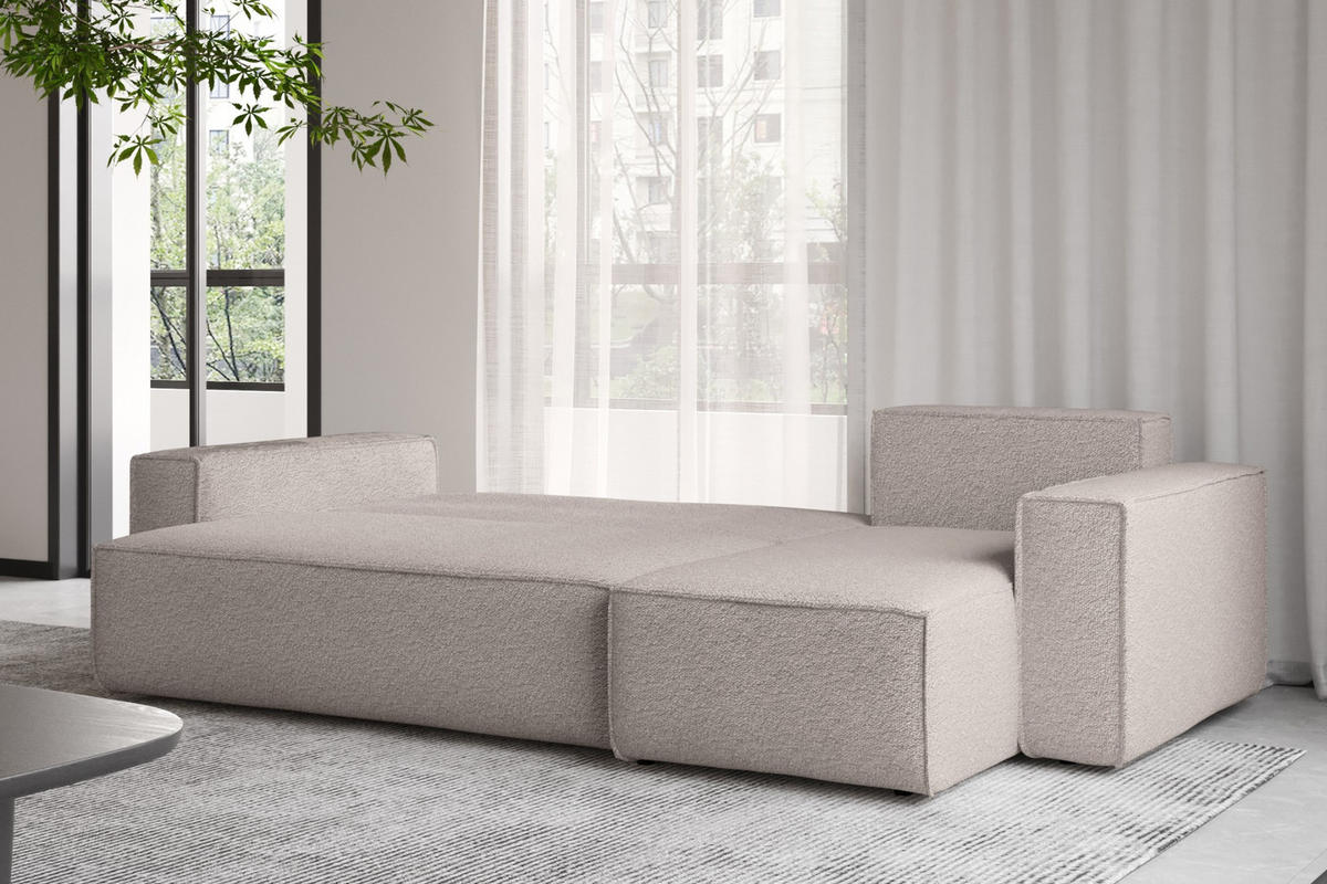 ECKSOFA Mit Schlaffunktion Und Bettkasten L-Form BEST Stoff Abriamo Dunkelbeige Rechts - Cappuccino, Holz/Textil (244/142cm) - Kaiser Möbel