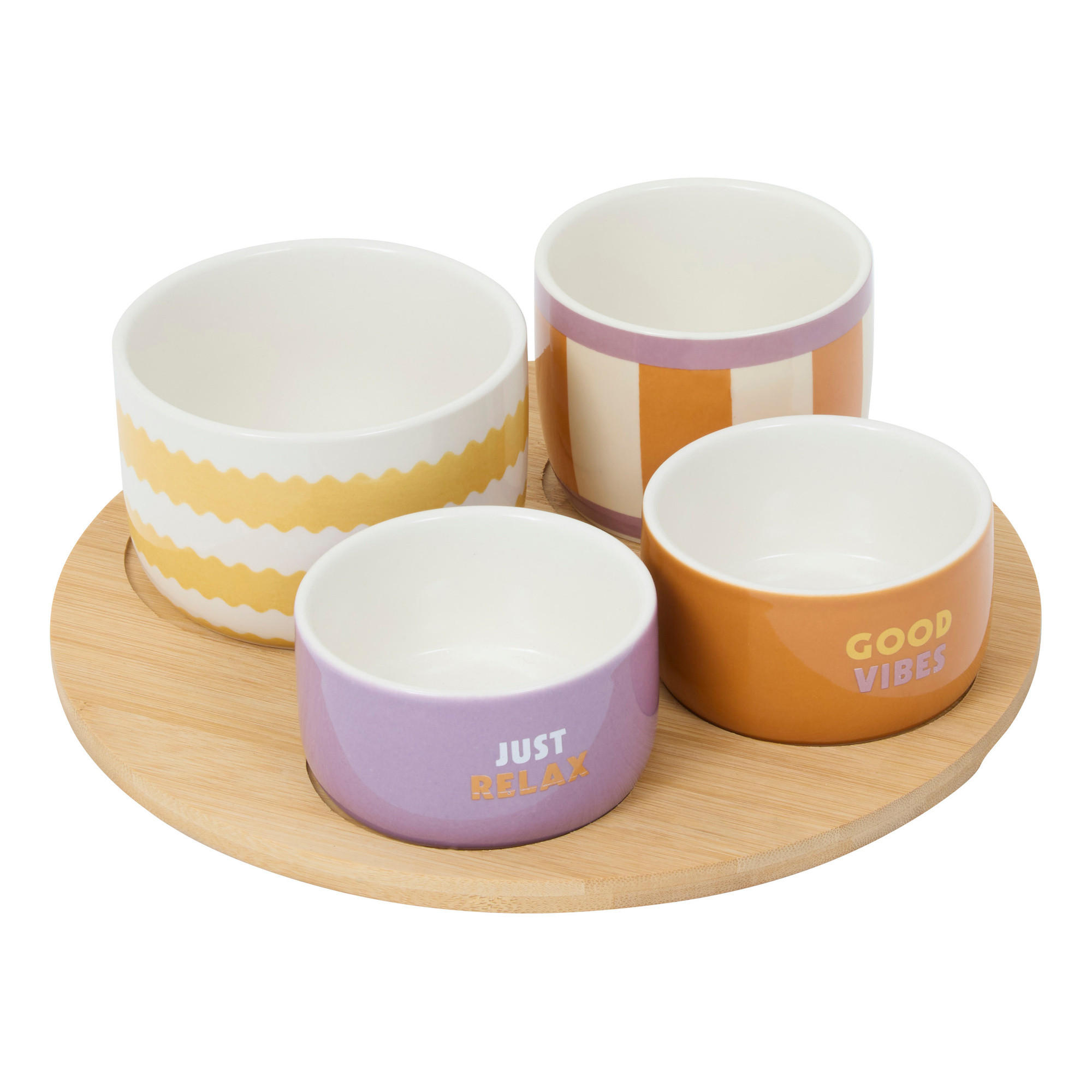 SNACK-SET 5 Teile Pool Mehrfarben 25,5/25,5/7,6 cm - Multicolor, Keramik (25.5/7.6/25.5cm) - Atmosphera Createur d´interieur
