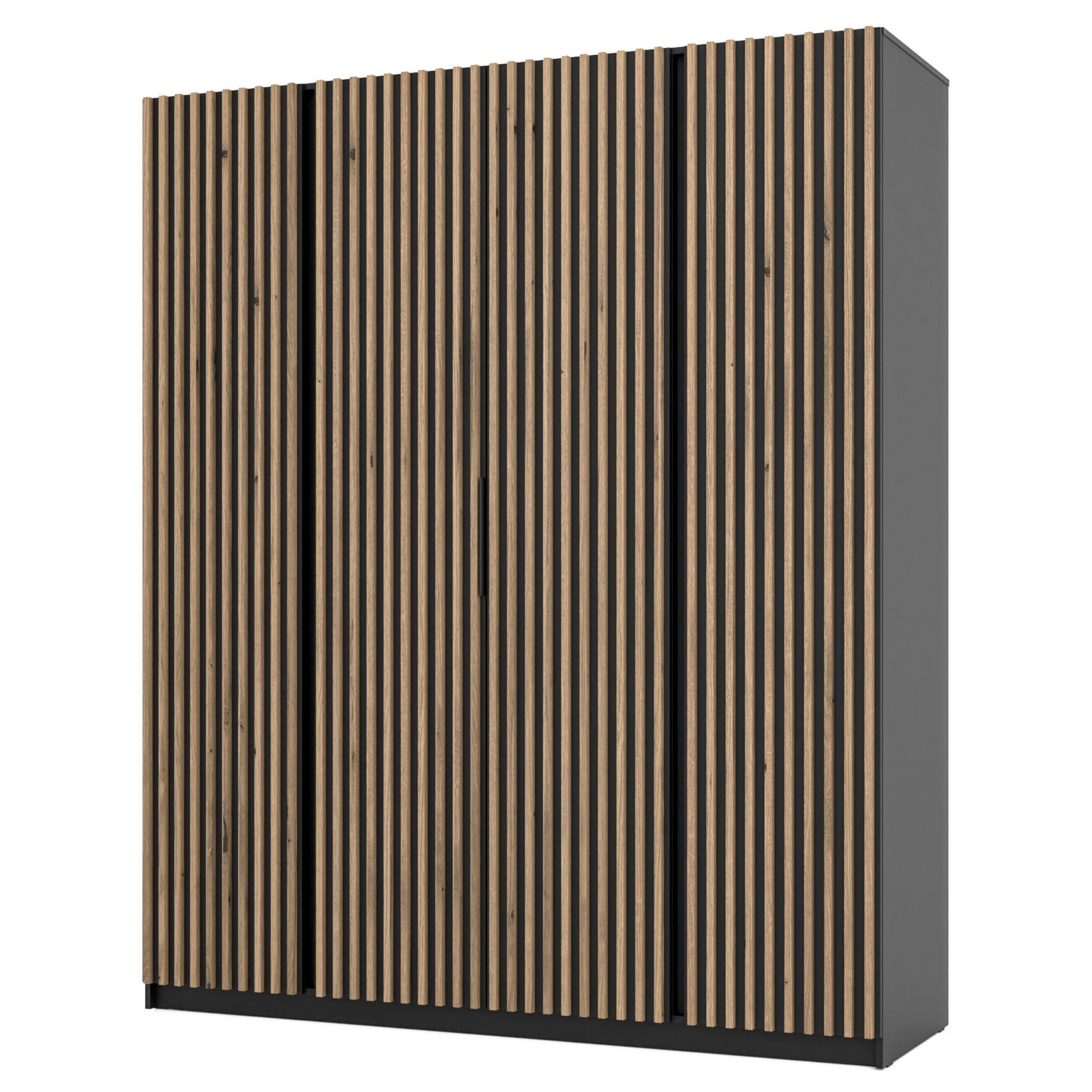 KLEIDERSCHRANK Kaja Schwarz 200 cm - Schwarz, Holzwerkstoff/Metall (200/239/61.9cm) - Selsey