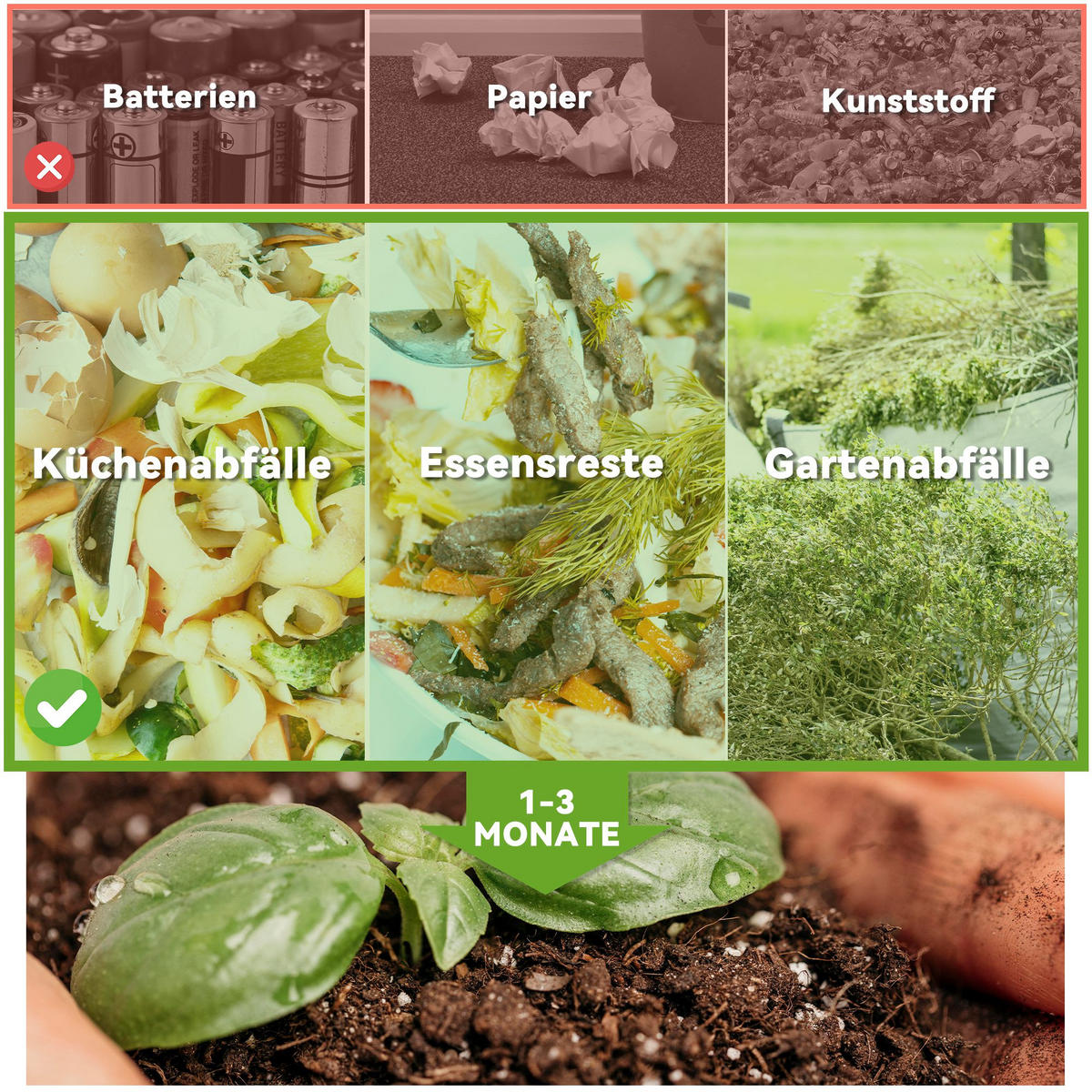 KOMPOSTER 130 Liter, 67 x 60 x 77cm Schnellkomposter aus Kunststoff, Schwarz - Schwarz, Kunststoff/Metall (60/77/67cm) - Outsunny