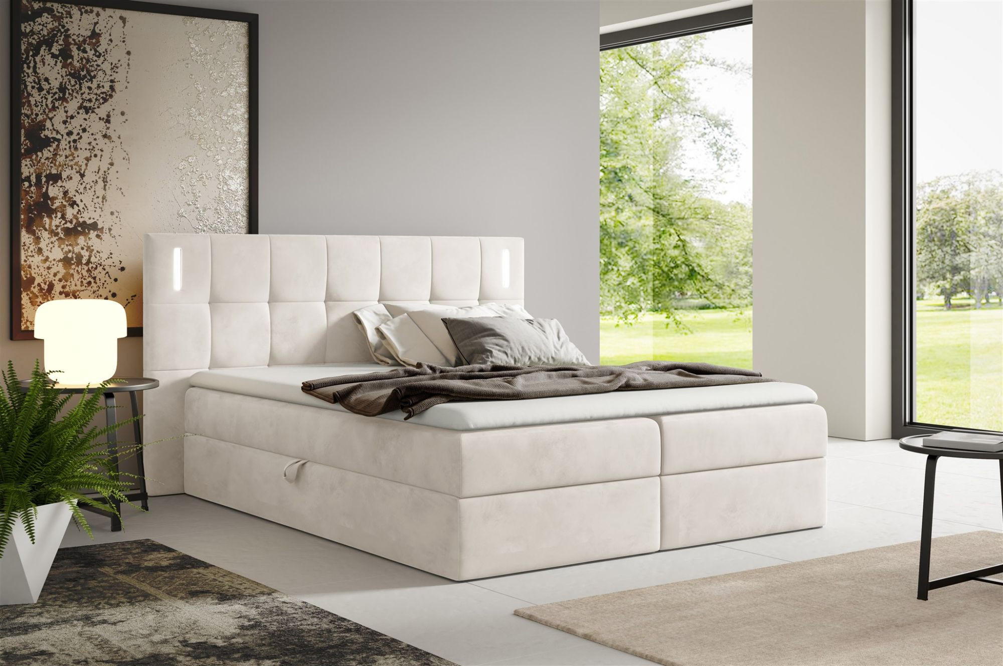 BOXBETT Martim Premium - Weiß, Holzwerkstoff/Textil (120/200cm) - Fun Möbel