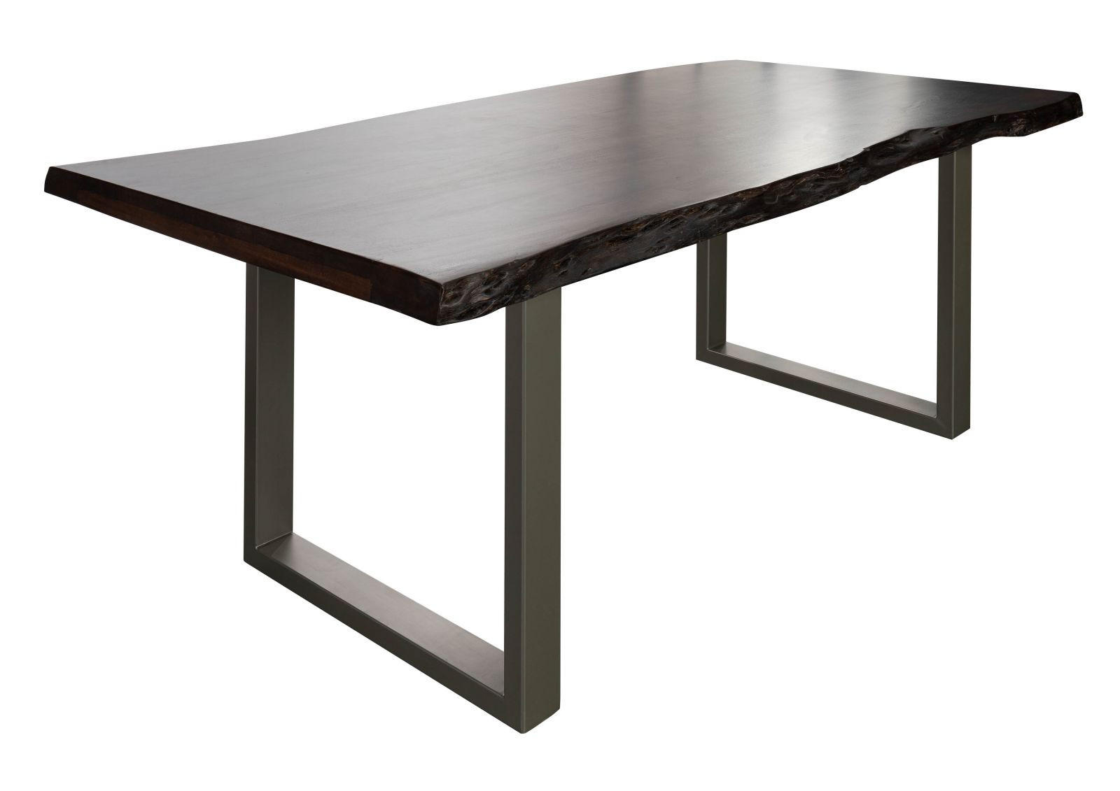 BAUMTISCH Akazie 200x100x77 braun lackiert / U-Beine silber matt FREEFORM 5 - Silberfarben/Braun, Holz (200/100/77cm) - Massivmoebel24