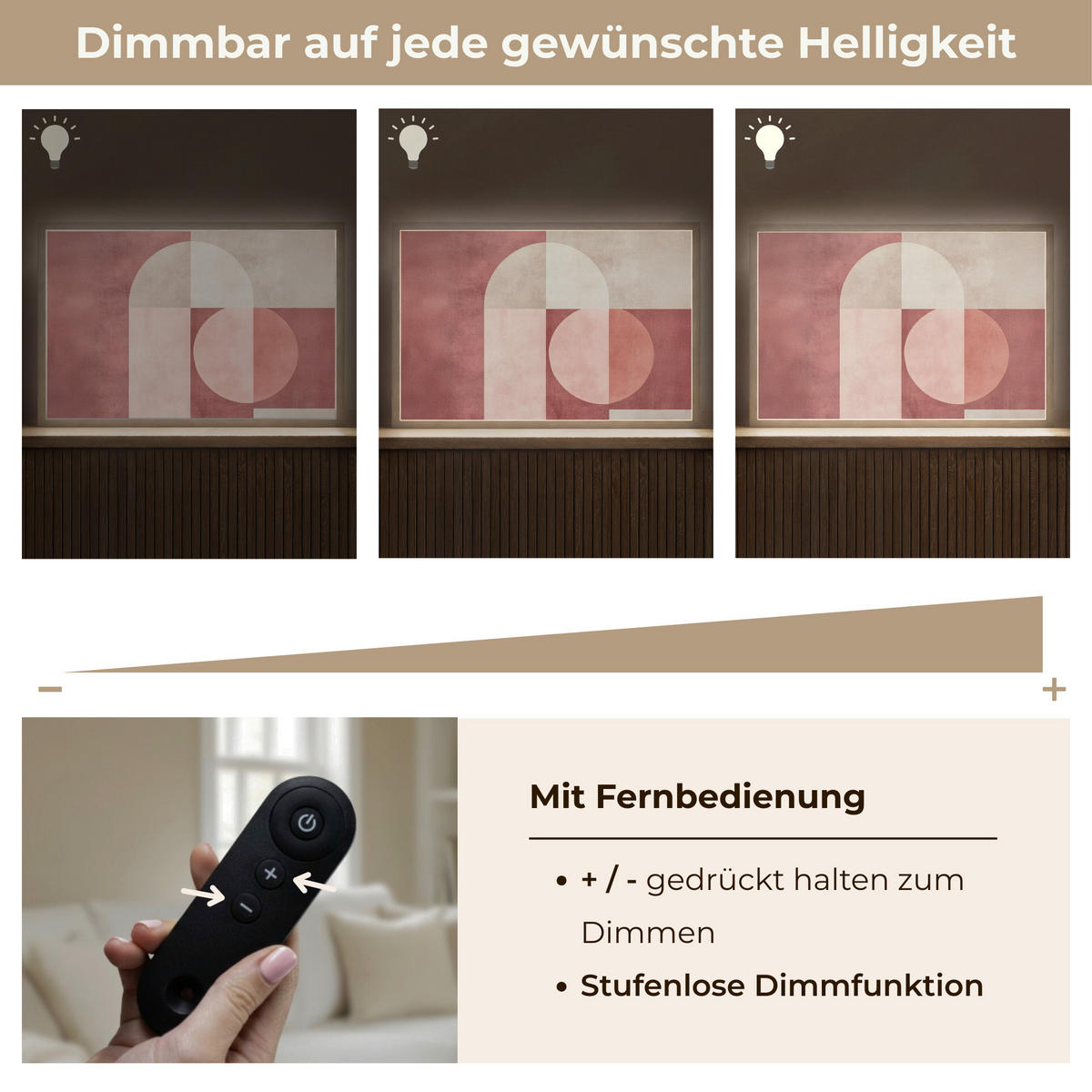 NÁSTĚNNÁ LAMPA S AKUMULÁTOREM Postavy - Abstraktní - Růžová 60x40 cm - starorůžová, kompozitní dřevo (60/40/8cm) - OnlyWow