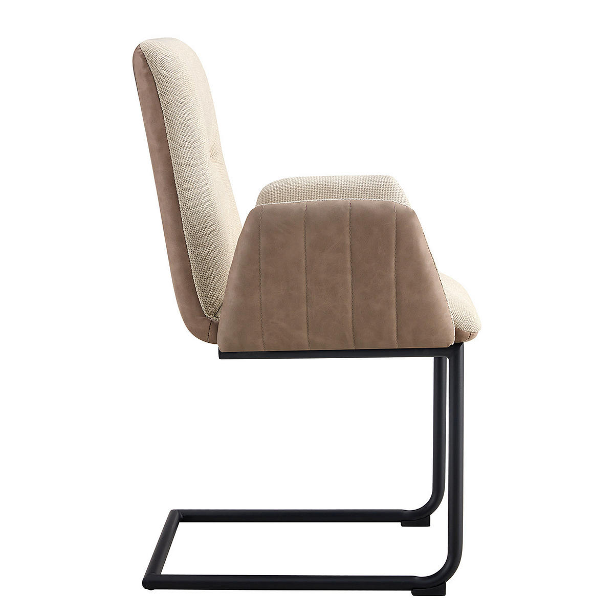 FREISCHWINGER - Beige / Schwarz - Microfaser / Strukturstoff / Eisen - Schwarz, Textil/Metall (58/92/58cm) - home24