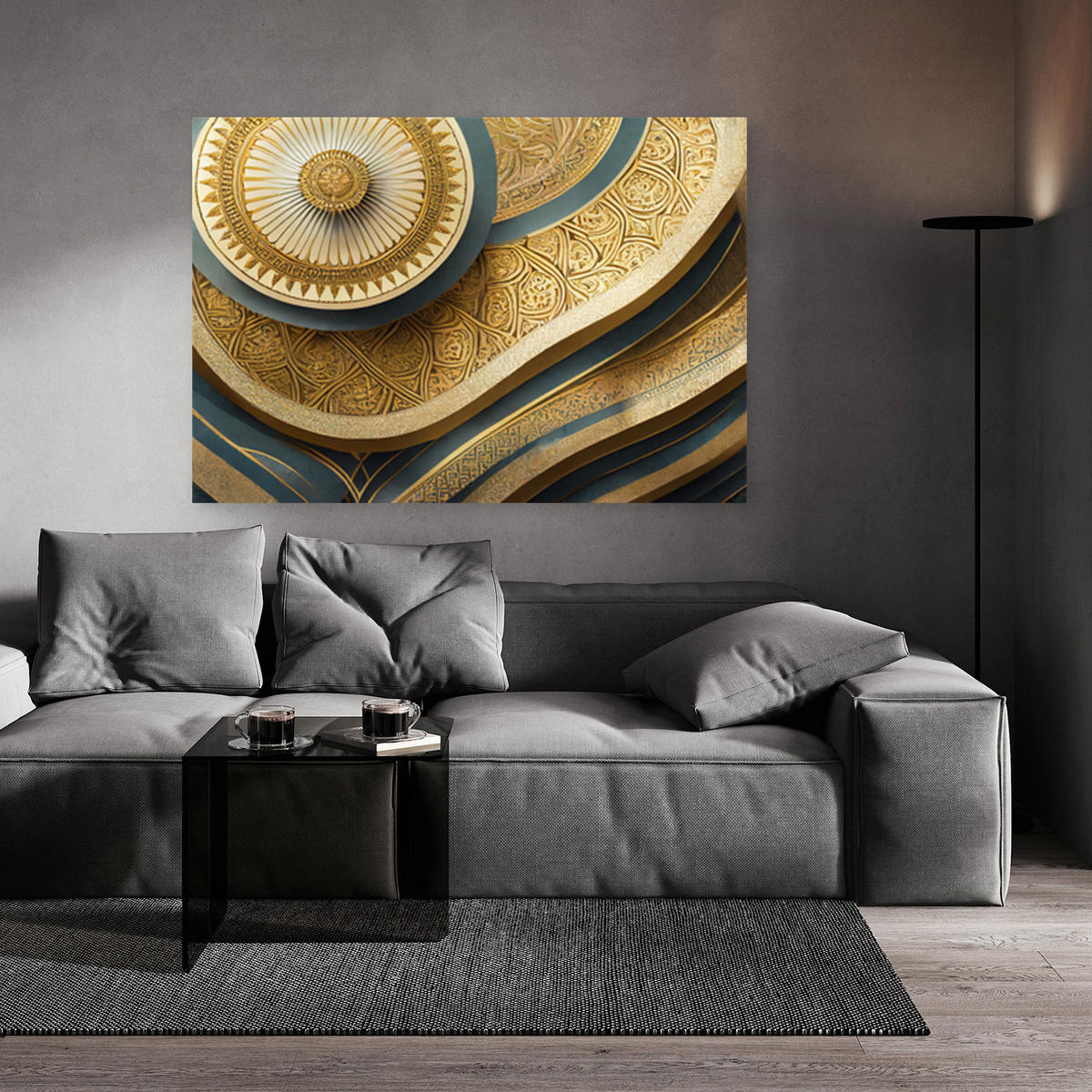 WANDBILD mandala orintalismus - Goldfarben, Textil (60/40cm) - Feeby