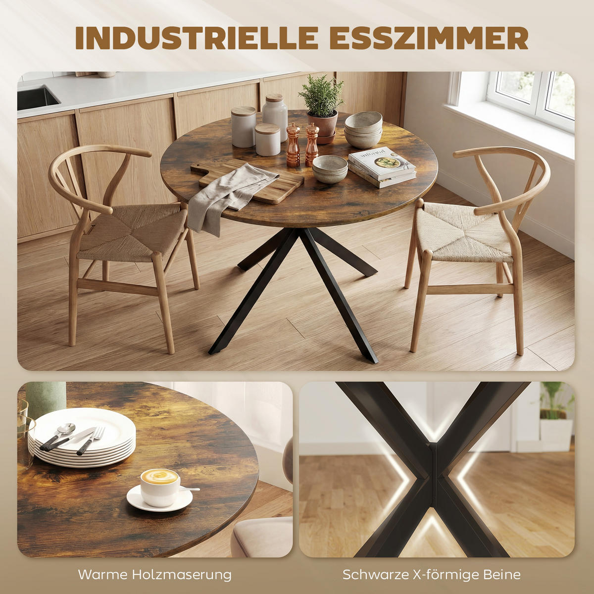 ESSTISCH Rostfarben 100.0/100.0/75.0 - Rostfarben, Holzwerkstoff (100/100/75cm)