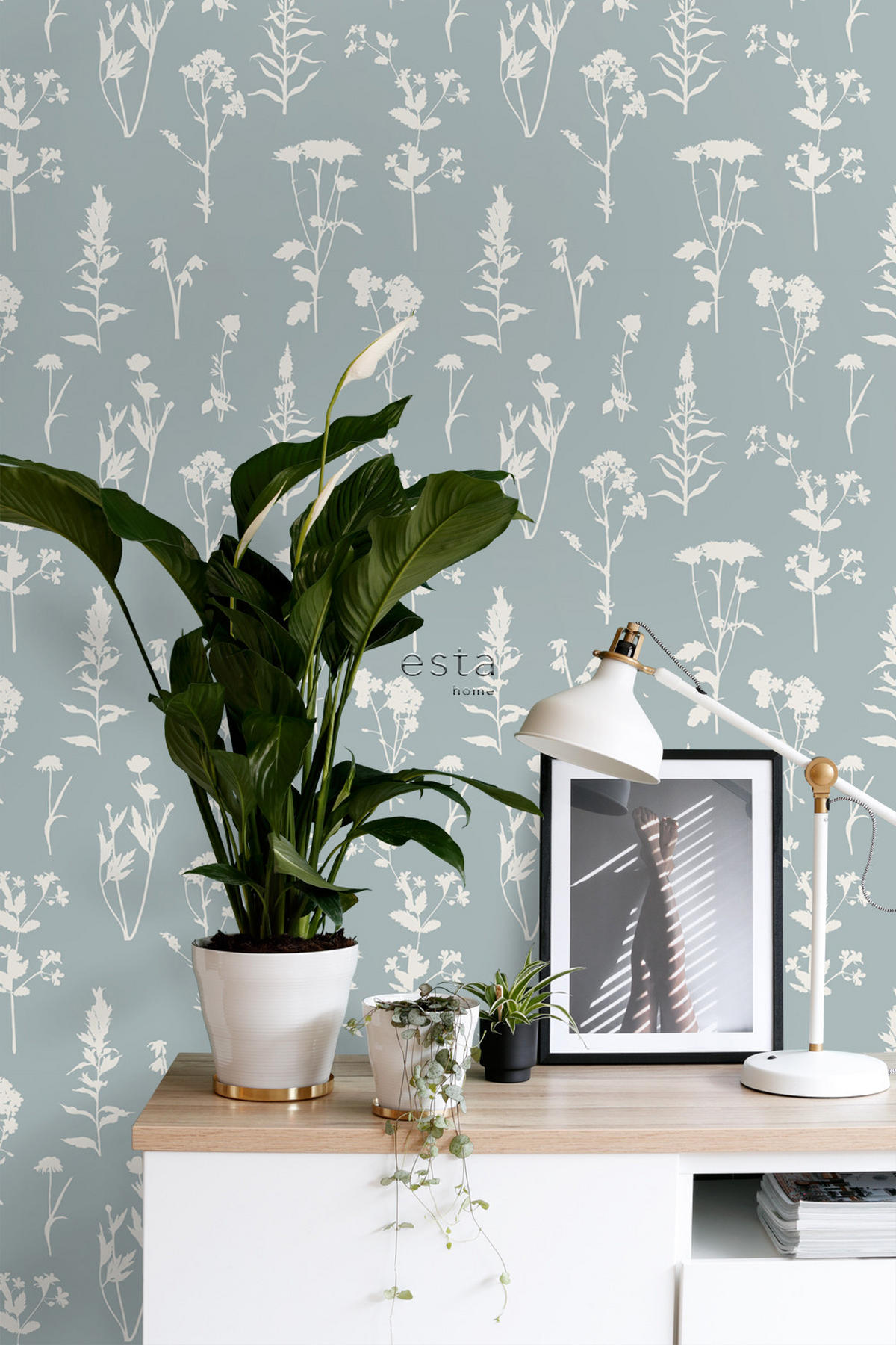 TAPETE Feldblumen 53 cm x 10.05 m - Blau, Papier (53/1000cm) - ESTAhome