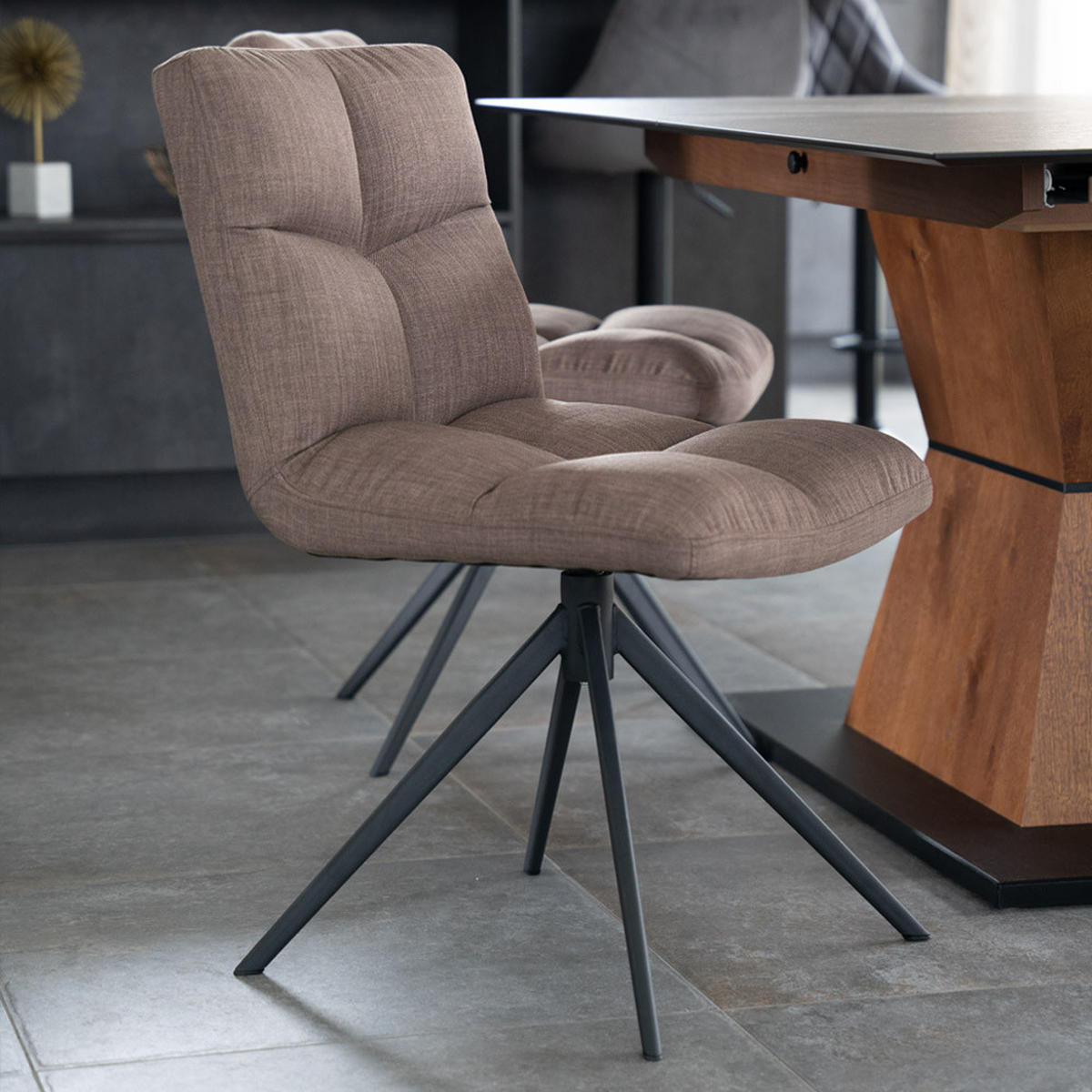 ESSZIMMERSTUHL NODA - Farbe: Grau/Braun, Menge: 4 - Graubraun, Textil/Metall (61/84/47cm) - Home Deluxe