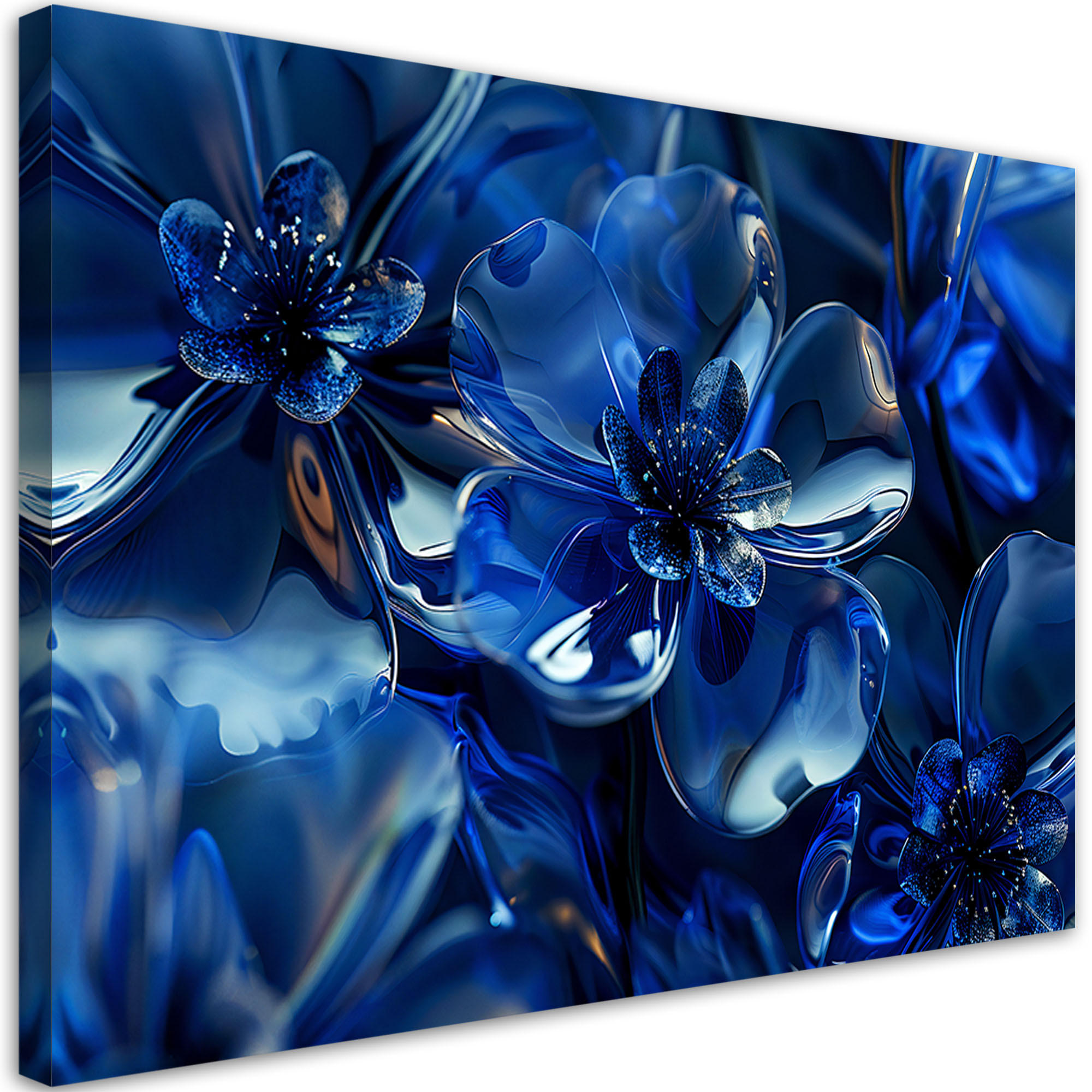 WANDBILD blaue glasblumen 3d - Blau, Textil (60/40cm) - Feeby