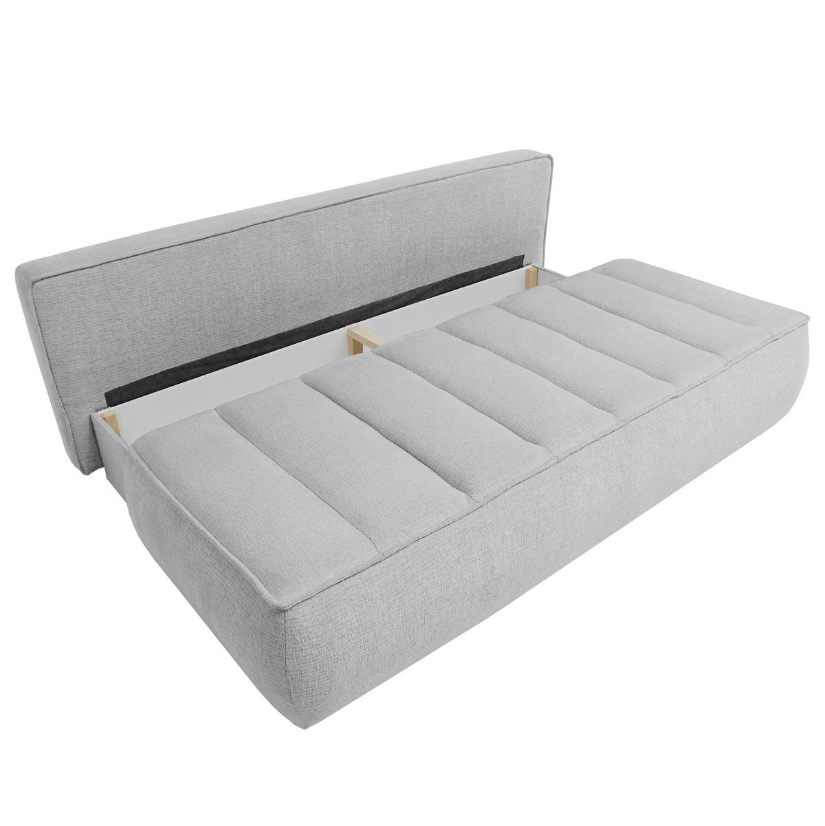 SCHLAFOSOFA Doris mit Schlaffunktion und Bettkasten, DL-System, Hellgrau - Hellgrau, Textil (210/88/100cm) - Beautysofa