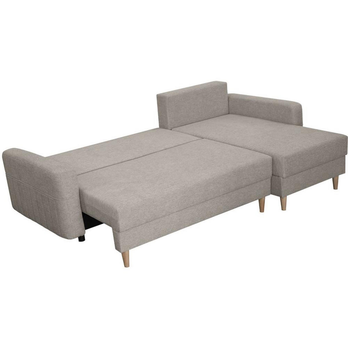 ECKSCHLAFSOFA Vega mit Universelle Ottomane Cappuccino - Cappuccino, Textil (225/150cm) - Beautysofa