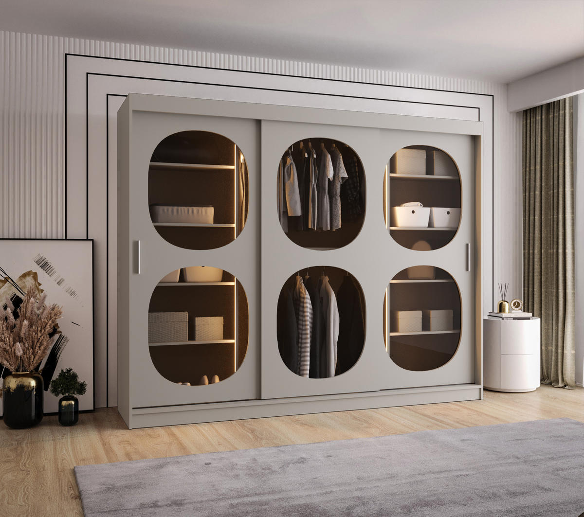 SCHWEBETÜRENSCHRANK 200/250/62 3-türig - Kaschmir, Holz (250/200/62cm) - Abiks Möbel