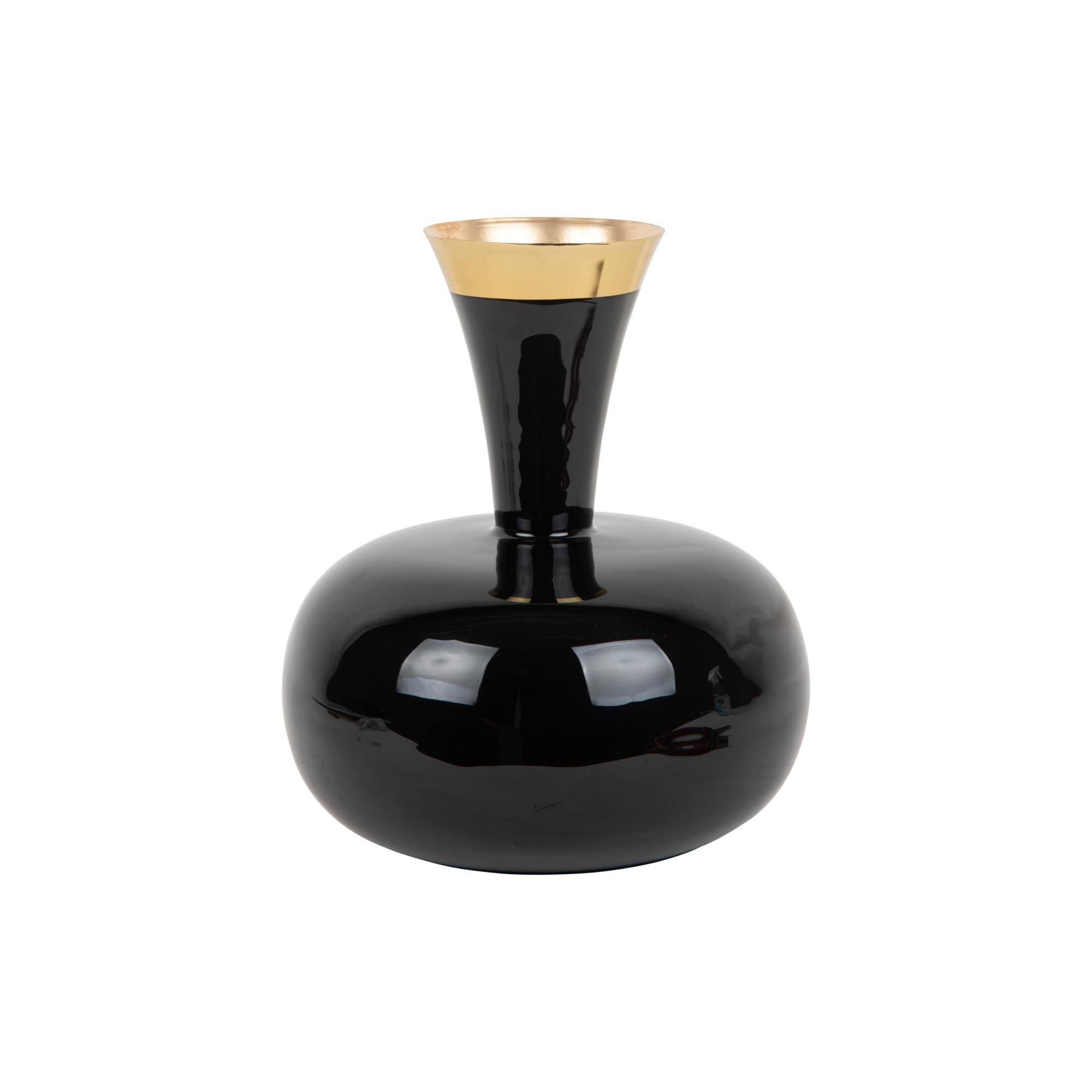 VASE Yara Groot Schwarz 25/25/29 cm - Schwarz, Metall (29cm) - Present Time