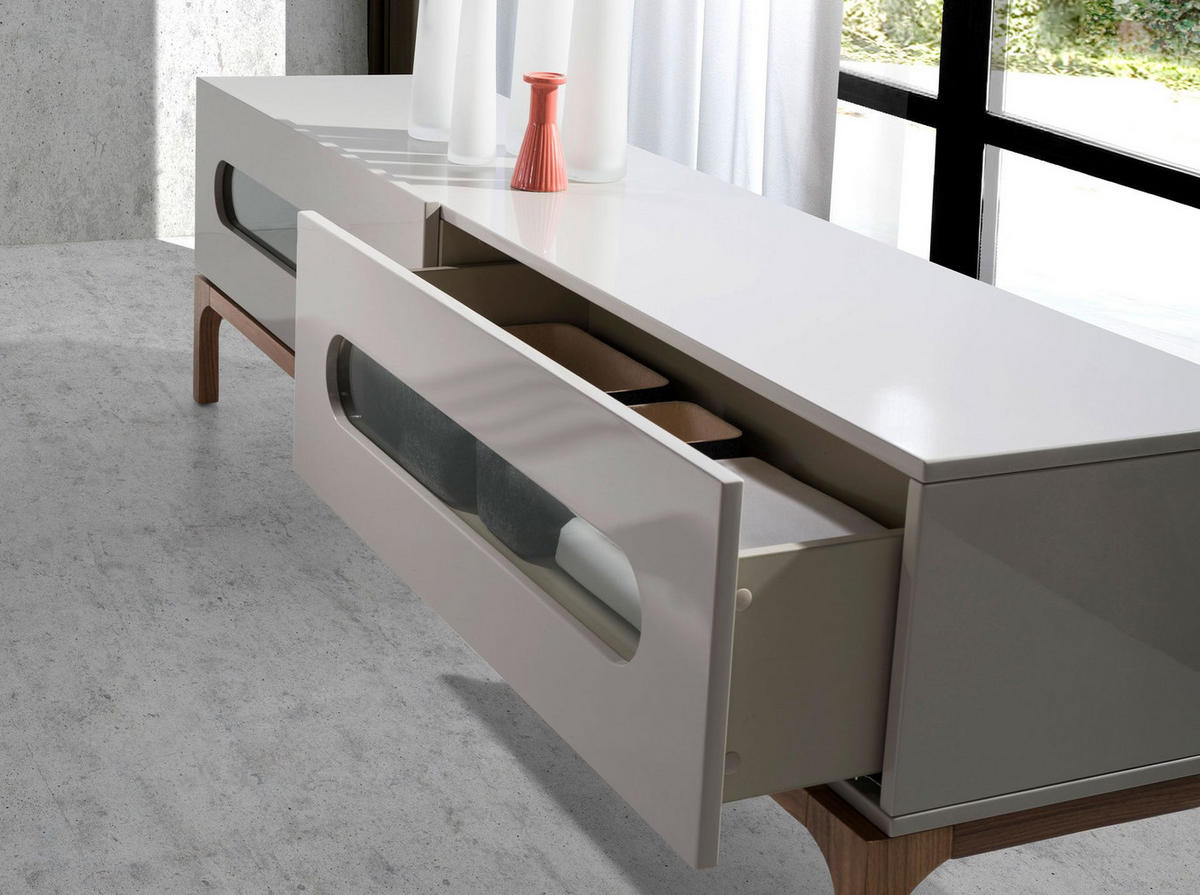 TV-ELEMENT TV-Ständer aus grauem und Walnussholz mit Innenbeleuchtung 180/41/51 cm - Walnussfarben/Grau, Holzwerkstoff (180/51/41cm) - ANGEL CERDA