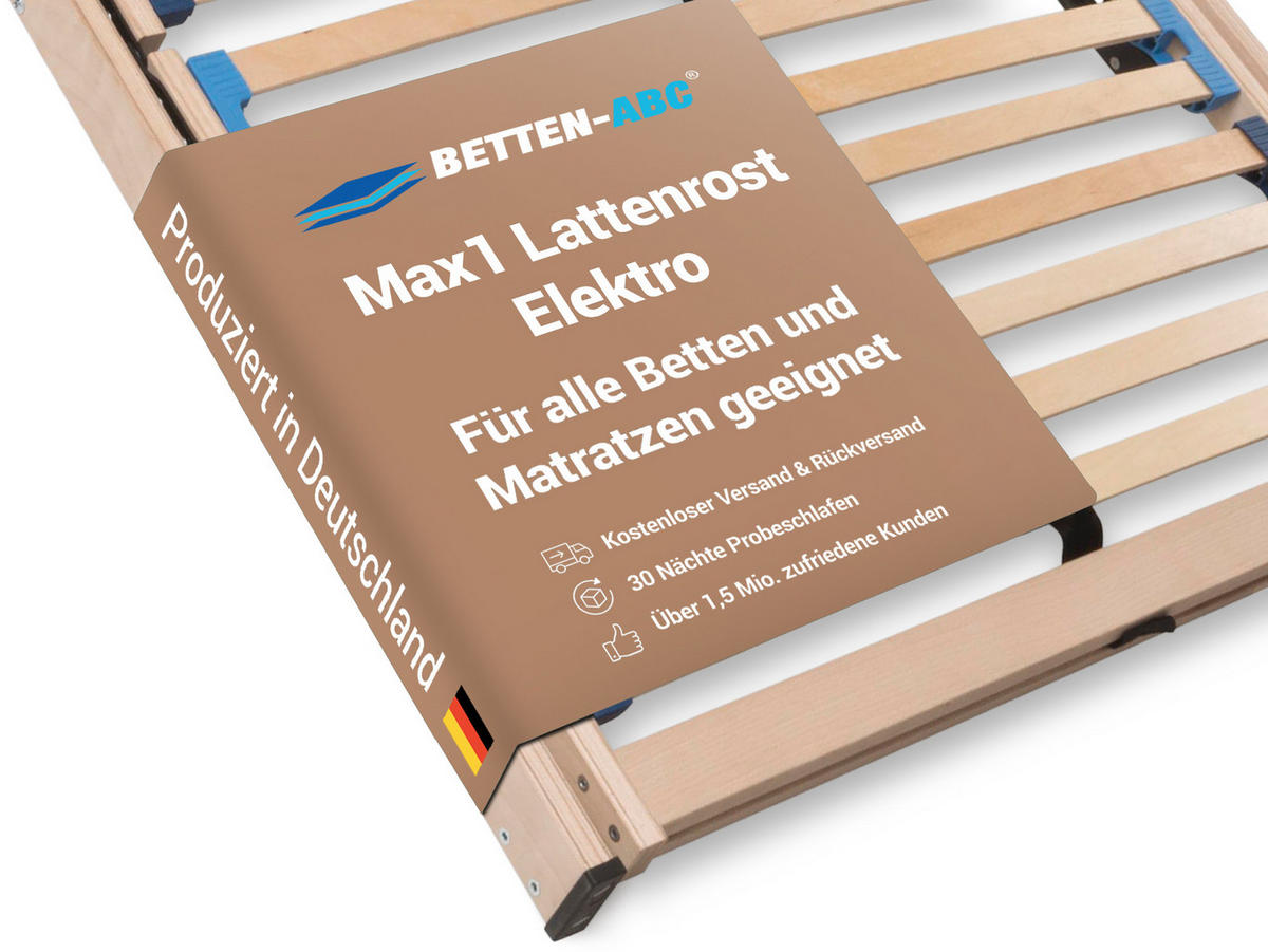 ELEKTRISCHER Lattenrost MAX1, NV Fertig montiert, Größe: 90x190 - Braun, Holz (90/190cm) - Betten-ABC