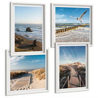 BILDER SET 4er Set - 50x50 cm & 40x60 cm Weißer Rahmen - Strandwellen, Himmelsbrücke, Spaziergang - Weiß, Kunststoff (50/50cm) - TULUP
