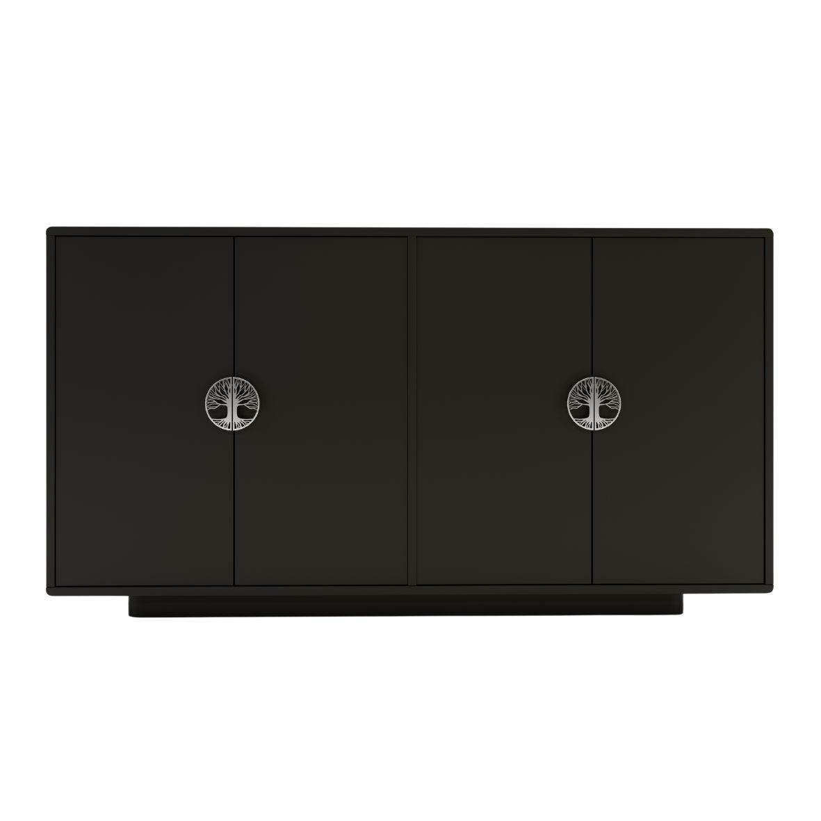 SIDEBOARD Lotta, Schwarz, Silberne Griffen, Abgerundete Kanten - Schwarz, Holzwerkstoff (139/75/40cm) - Dancan