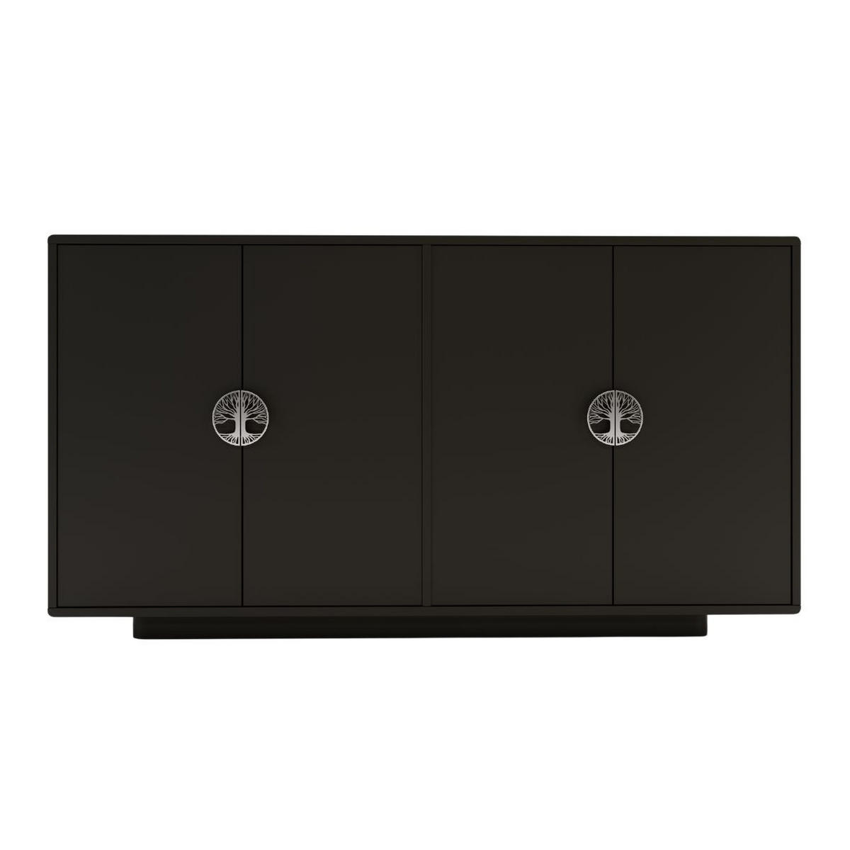 SIDEBOARD Lotta, Schwarz, Silberne Griffen, Abgerundete Kanten - Schwarz, Holzwerkstoff (139/75/40cm) - Dancan